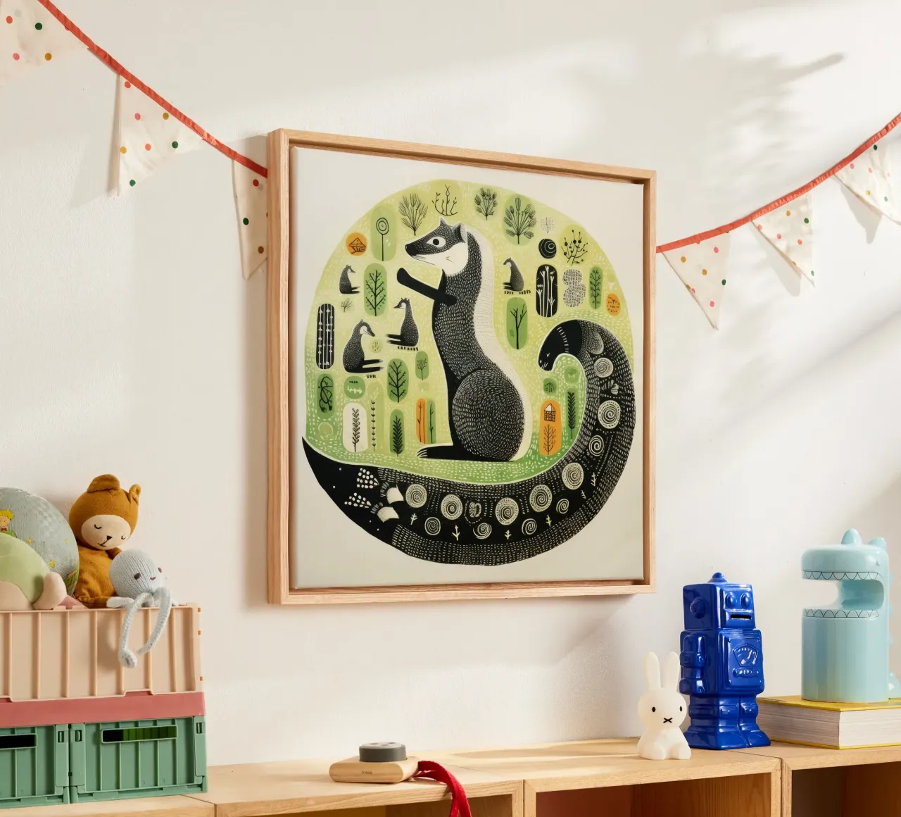 Green Weasel 1 canvas by Minimal Animal Art