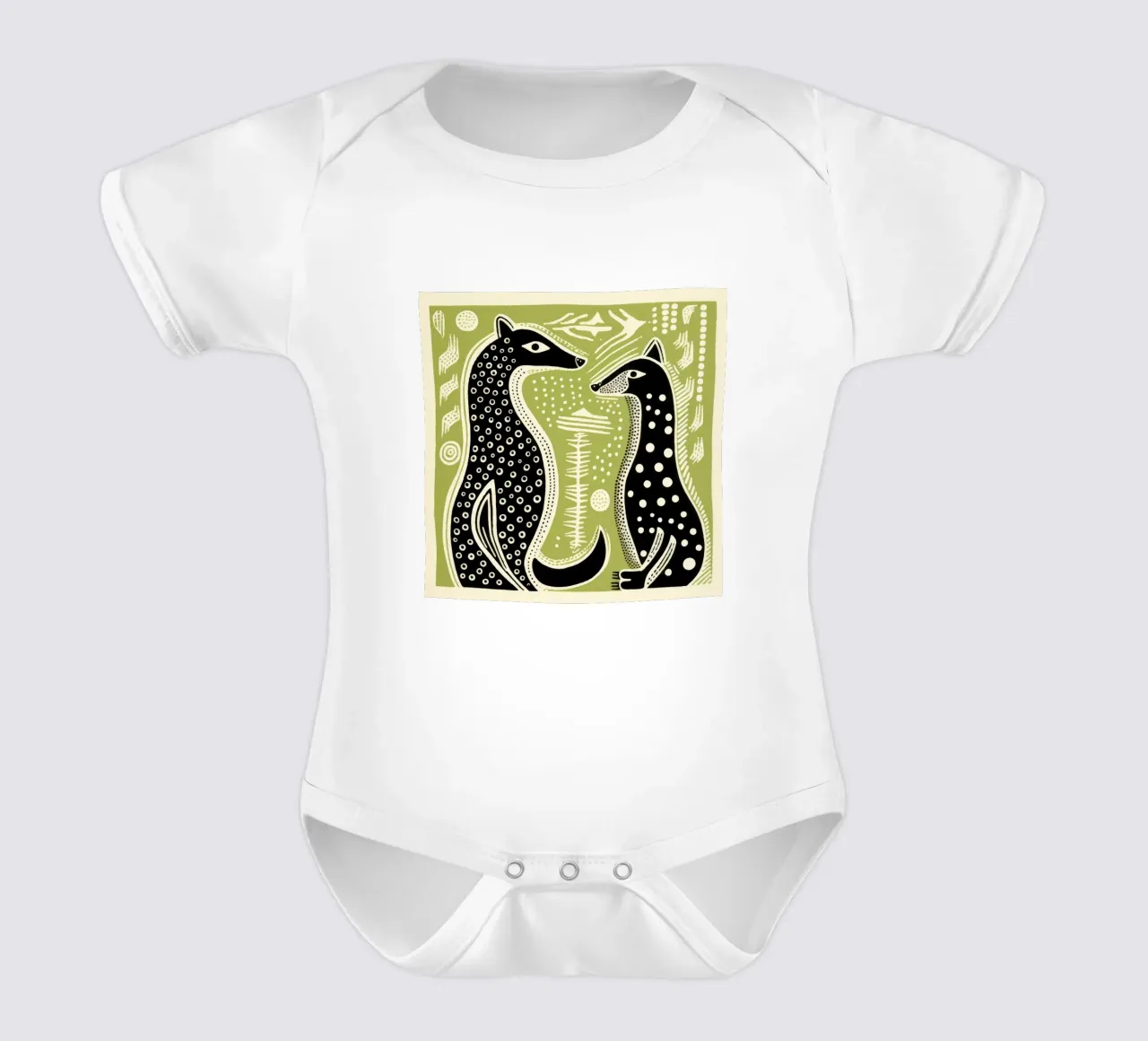 Donnola verde 2 body neonato maniche corte da Minimal Animal Art