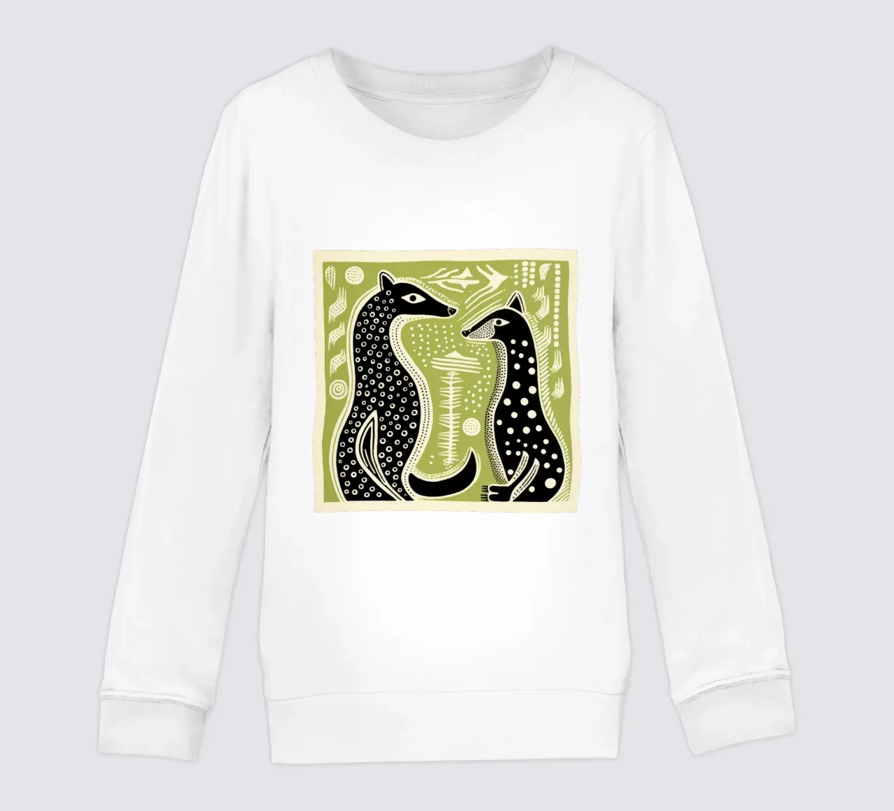 Donnola verde 2 felpa bambino da Minimal Animal Art