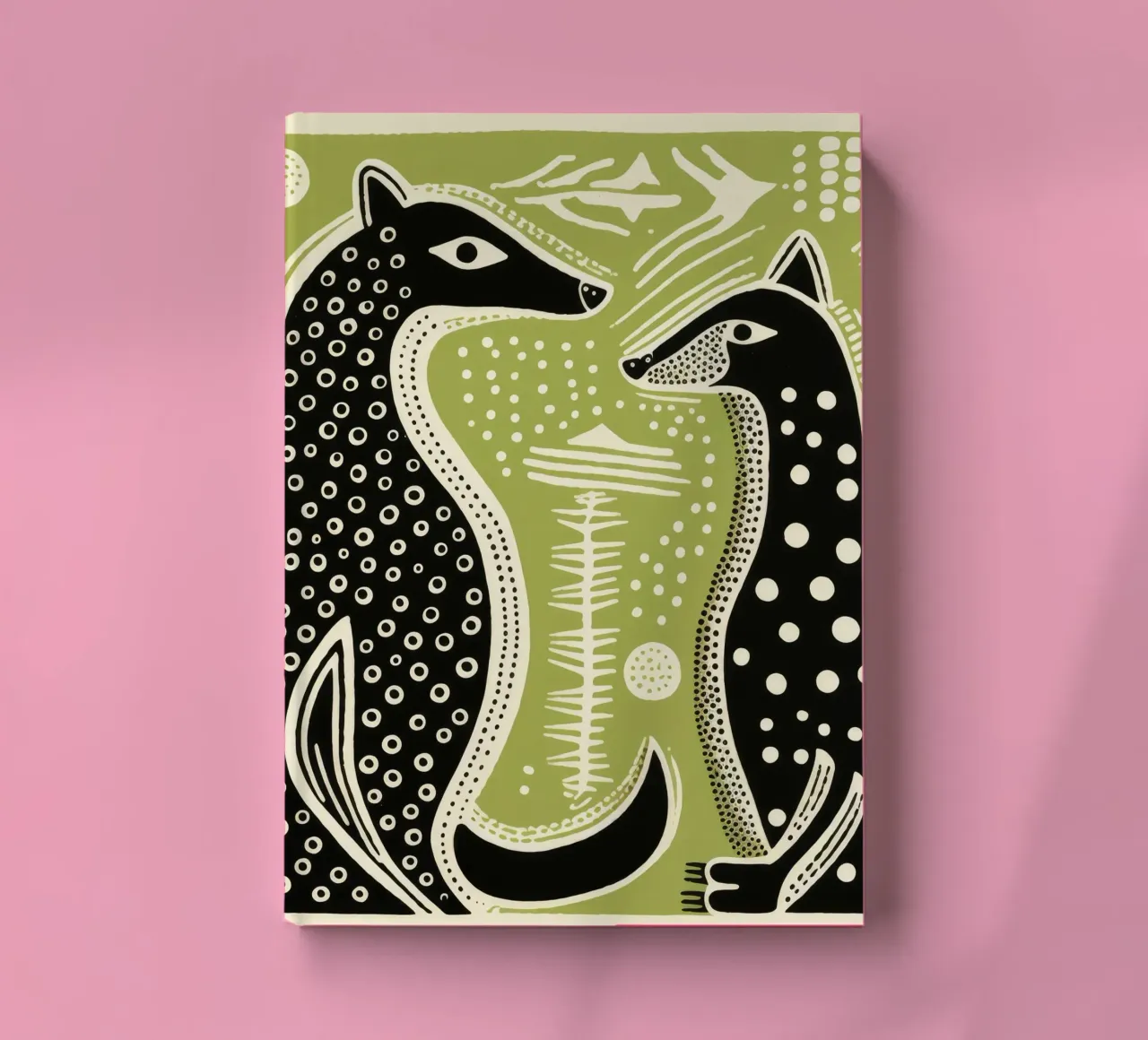 Green Weasel 2 notebook by Minimal Animal Art