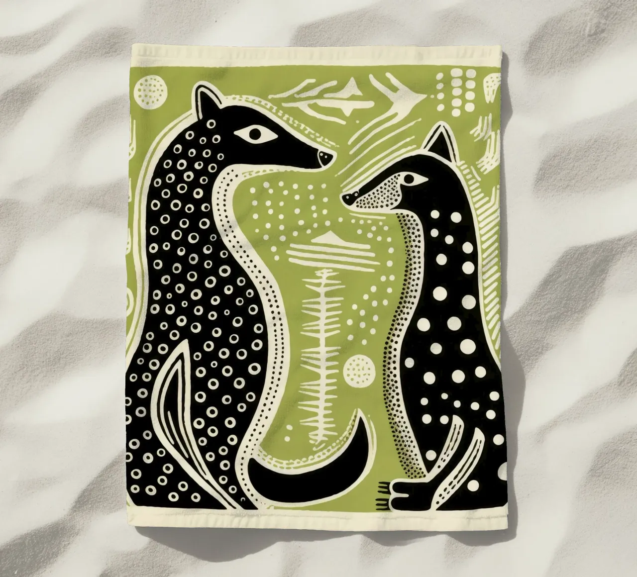 Donnola verde 2 telo mare da Minimal Animal Art