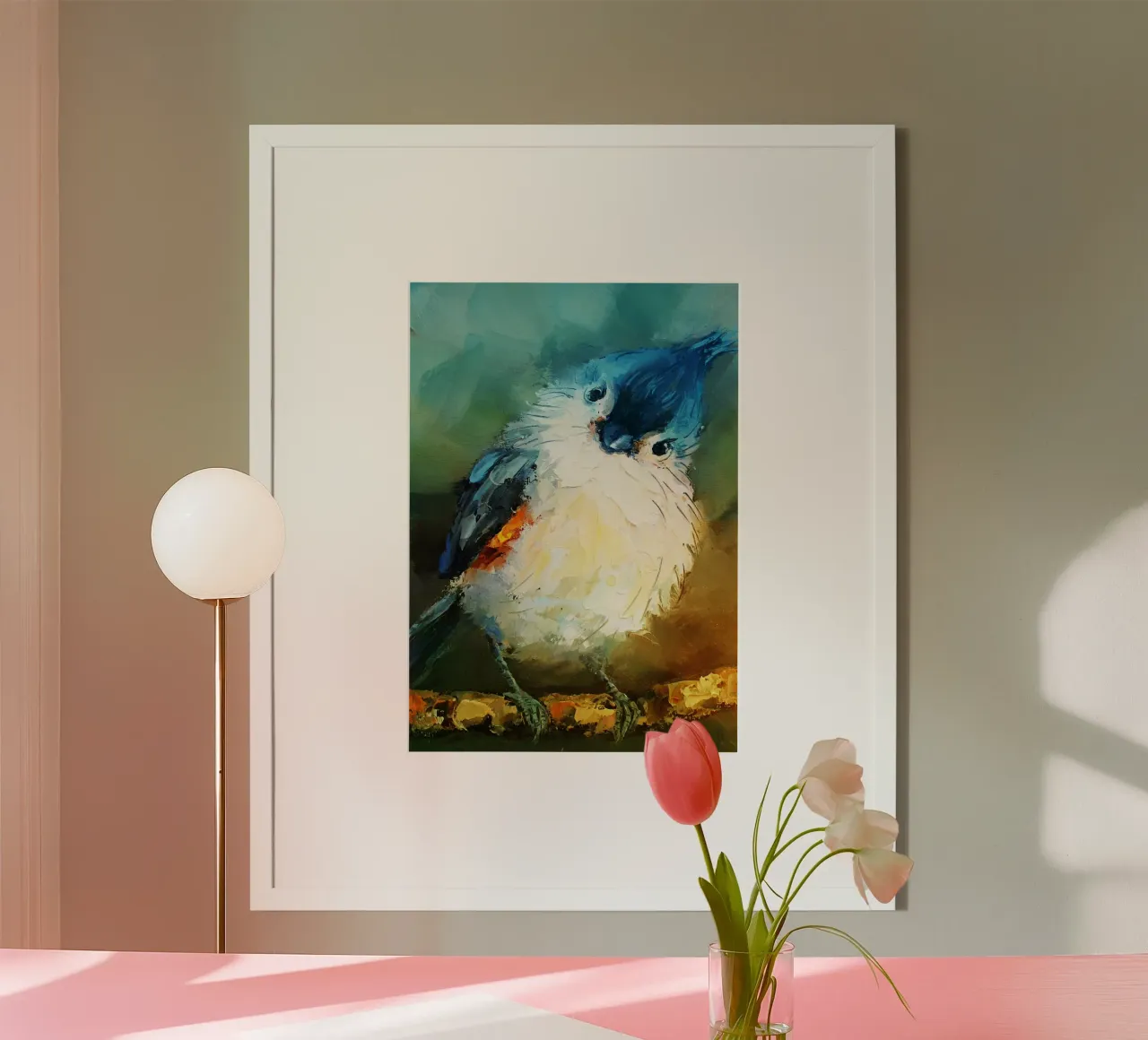 Uccello Acquerello d'arte poster con telaio in legno da kaiyaraiya