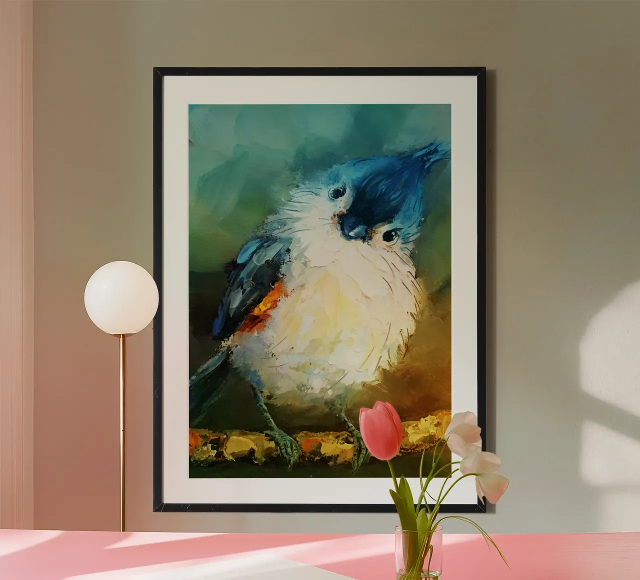 Uccello Acquerello d'arte poster con telaio in legno da kaiyaraiya