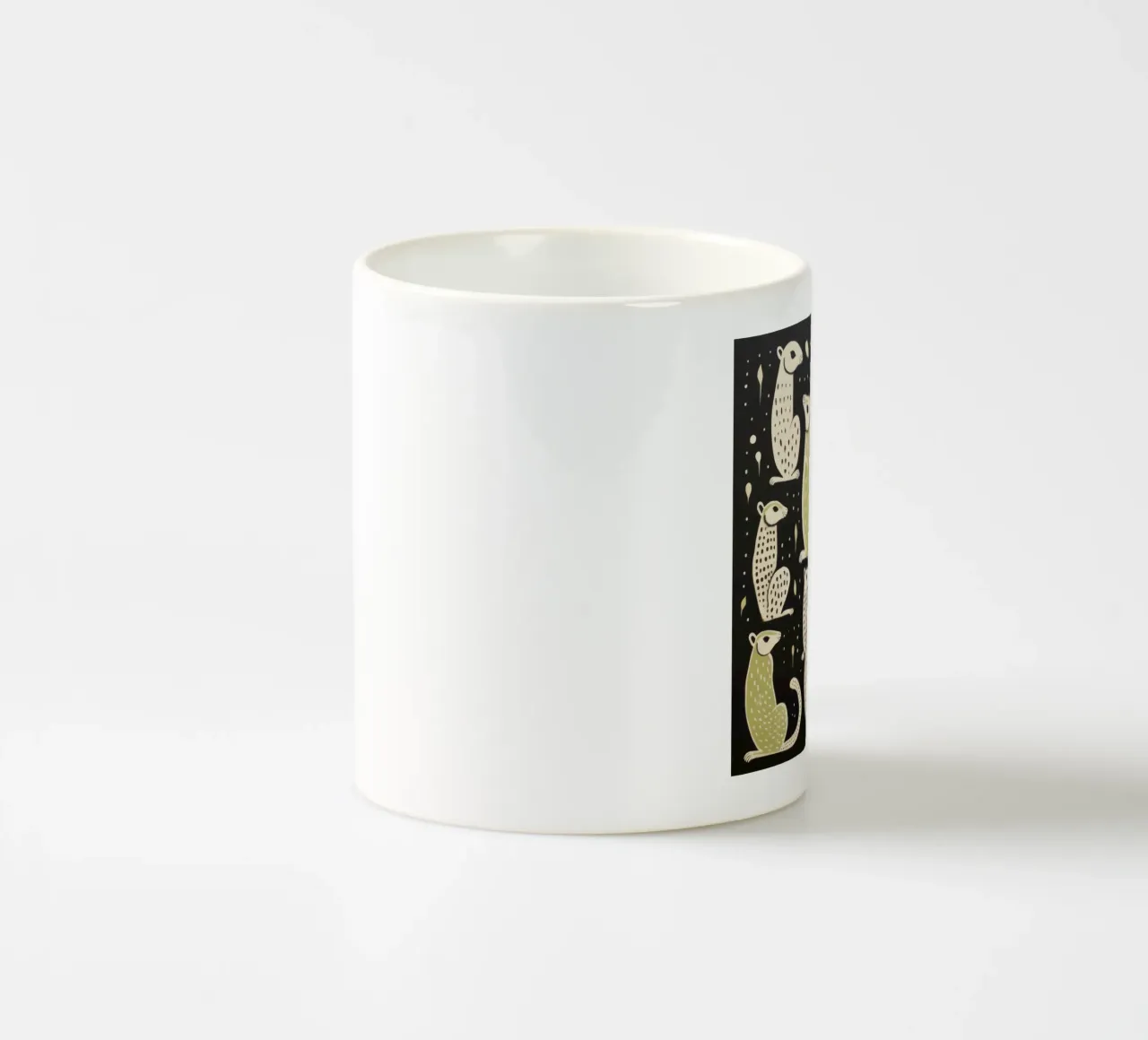Donnola verde 3 tazza in ceramica da Minimal Animal Art