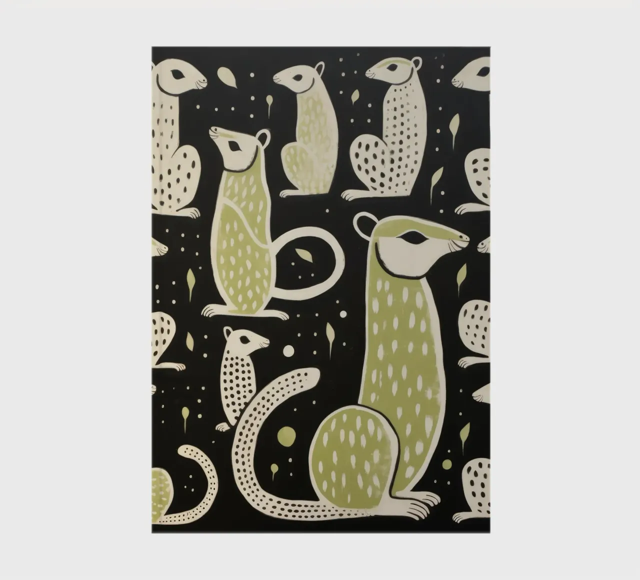 Green Weasel 3 notebook by Minimal Animal Art