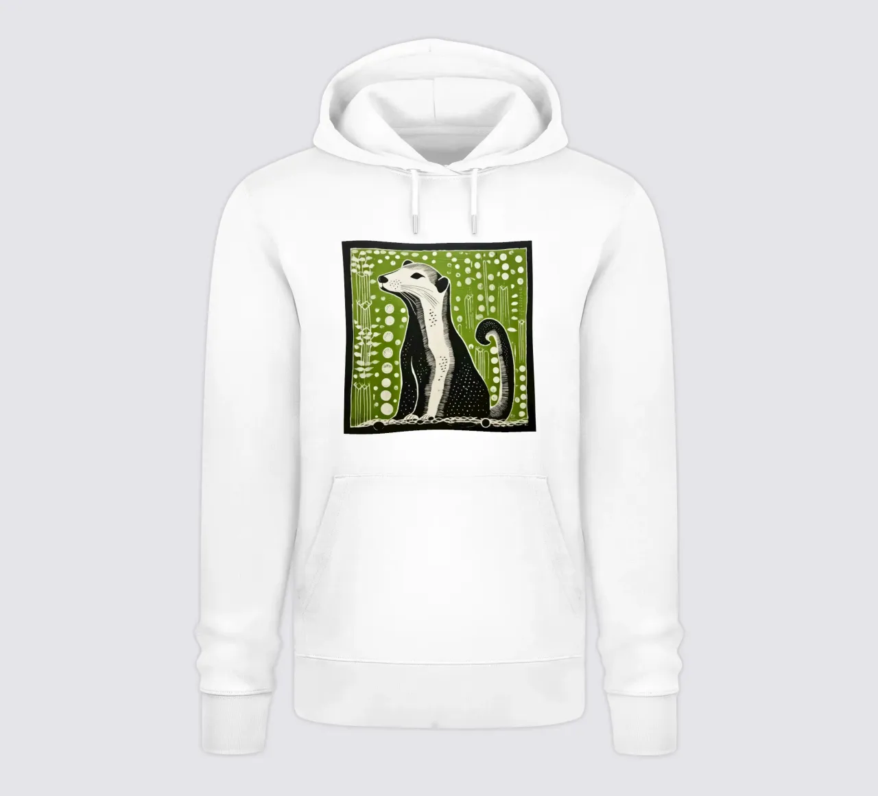 Donnola verde 4 felpa con cappuccio da Minimal Animal Art