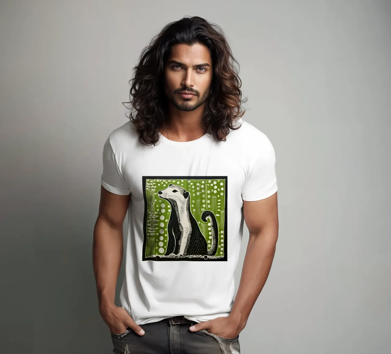 Donnola verde 4 t-shirt da Minimal Animal Art