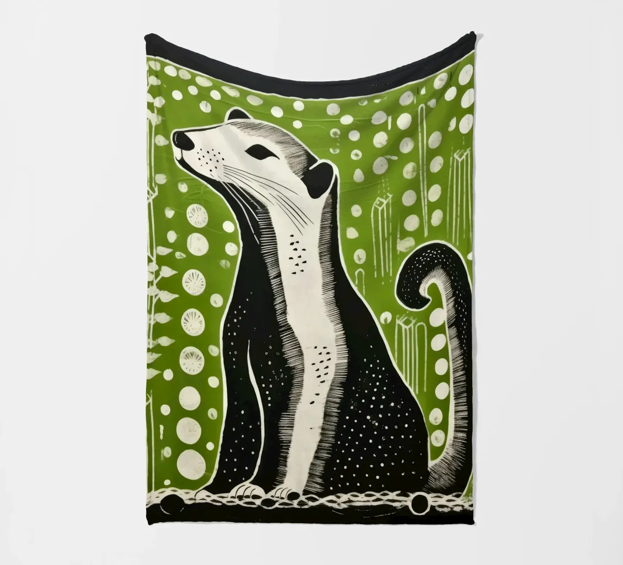 Donnola verde 4 coperta in pile da Minimal Animal Art