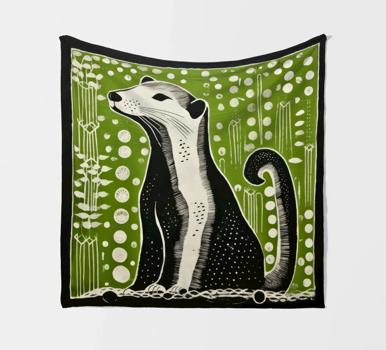 Donnola verde 4 coperta in pile da Minimal Animal Art