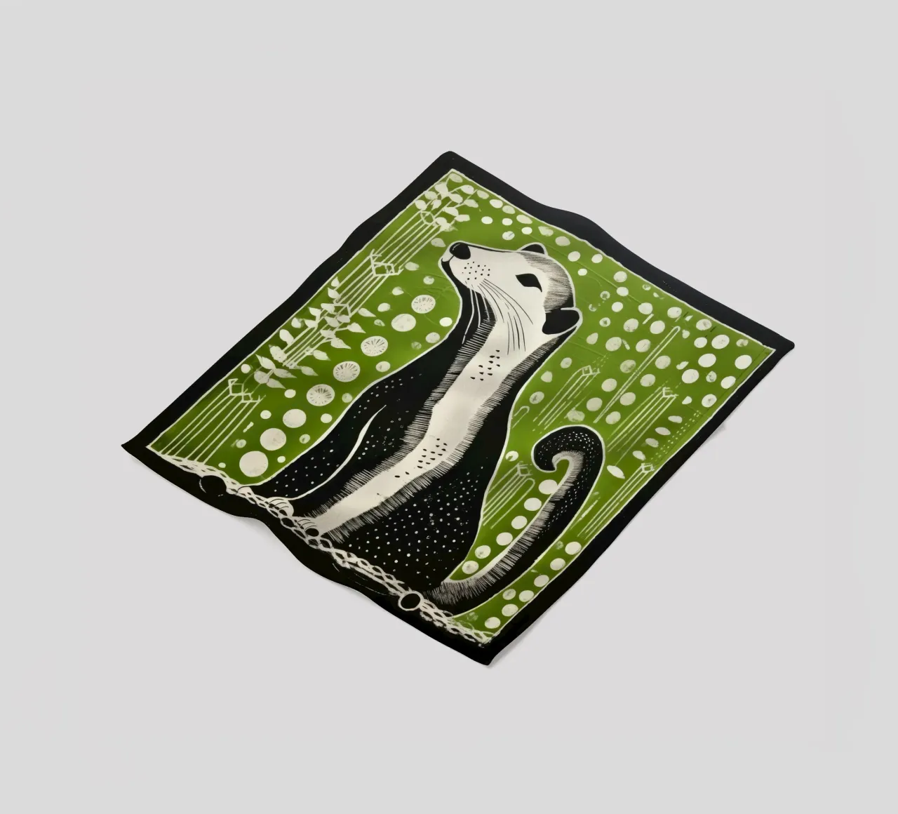Donnola verde 4 coperta in pile da Minimal Animal Art