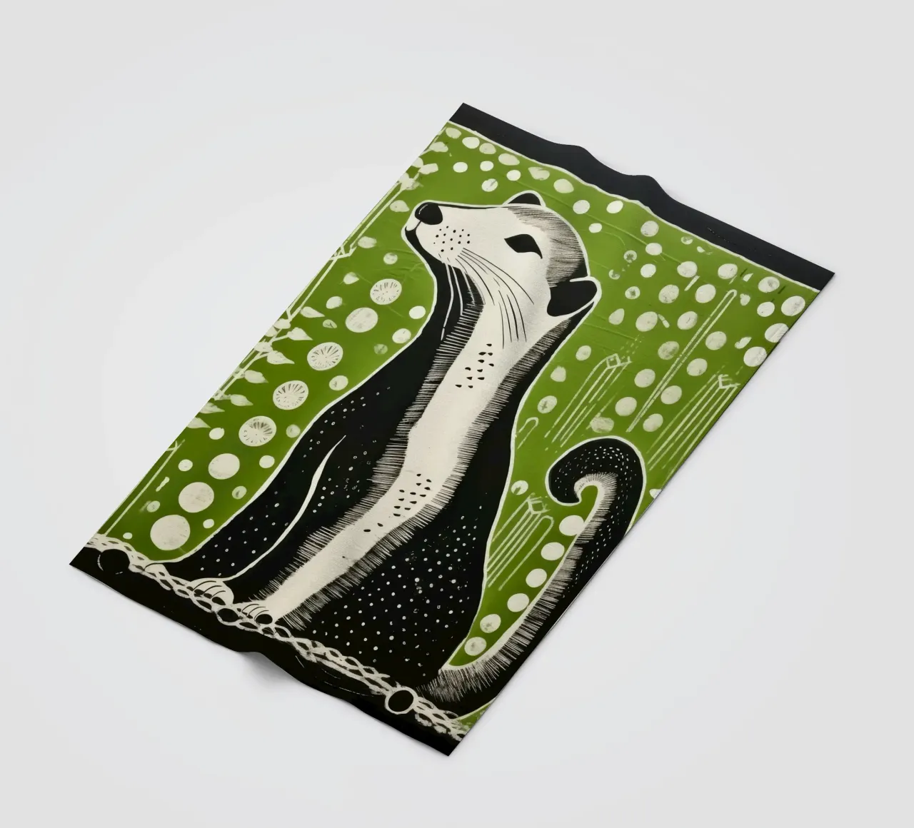 Donnola verde 4 coperta in pile da Minimal Animal Art