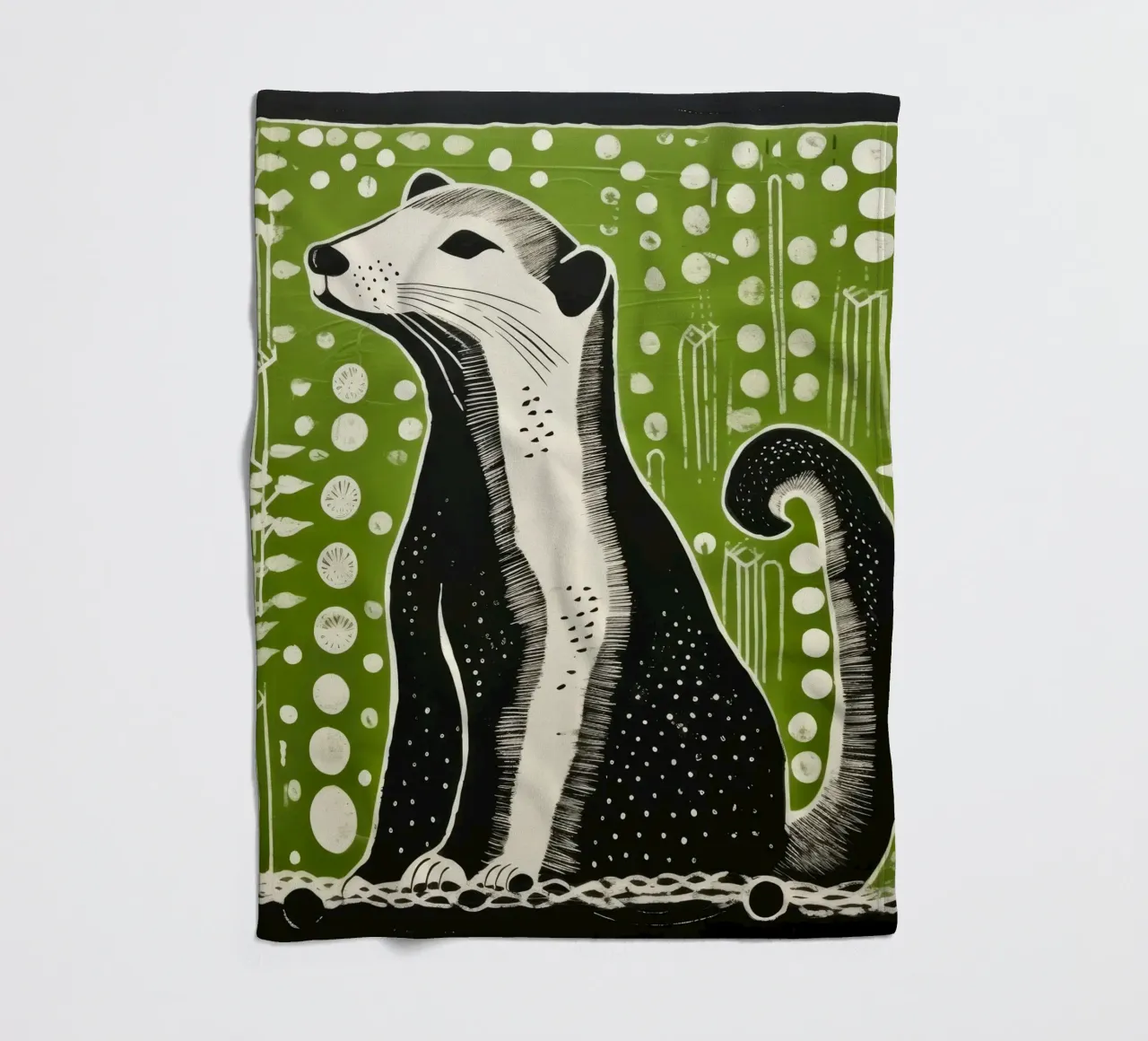 Donnola verde 4 coperta in pile da Minimal Animal Art