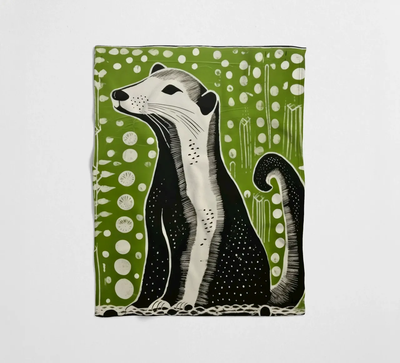 Donnola verde 4 coperta in pile da Minimal Animal Art