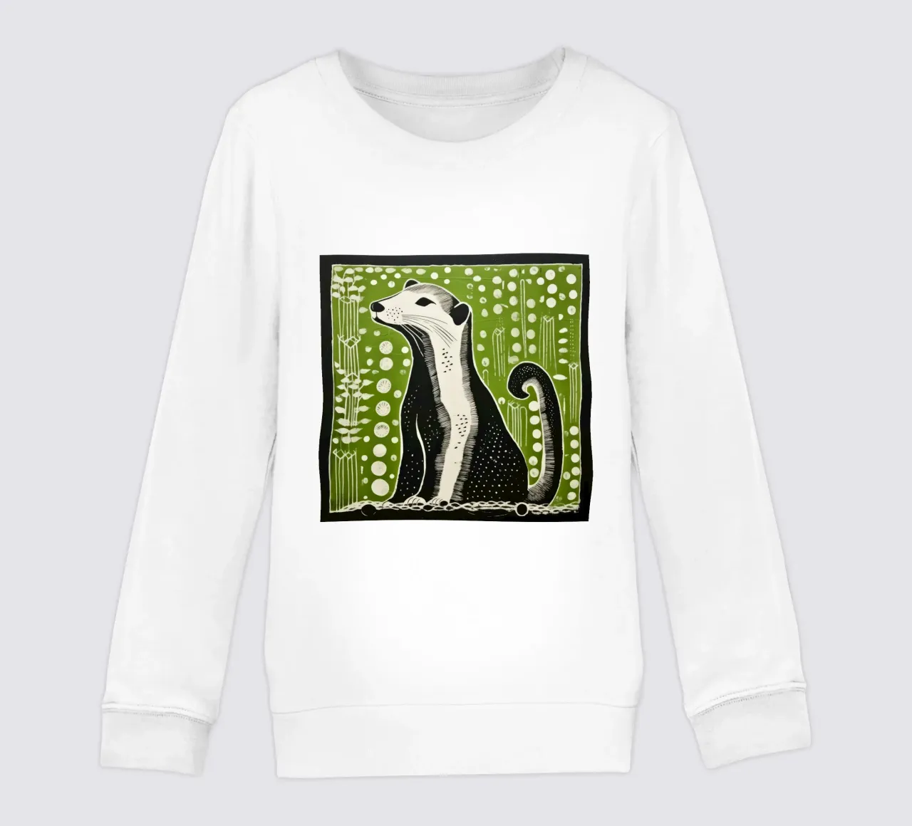 Donnola verde 4 felpa bambino da Minimal Animal Art