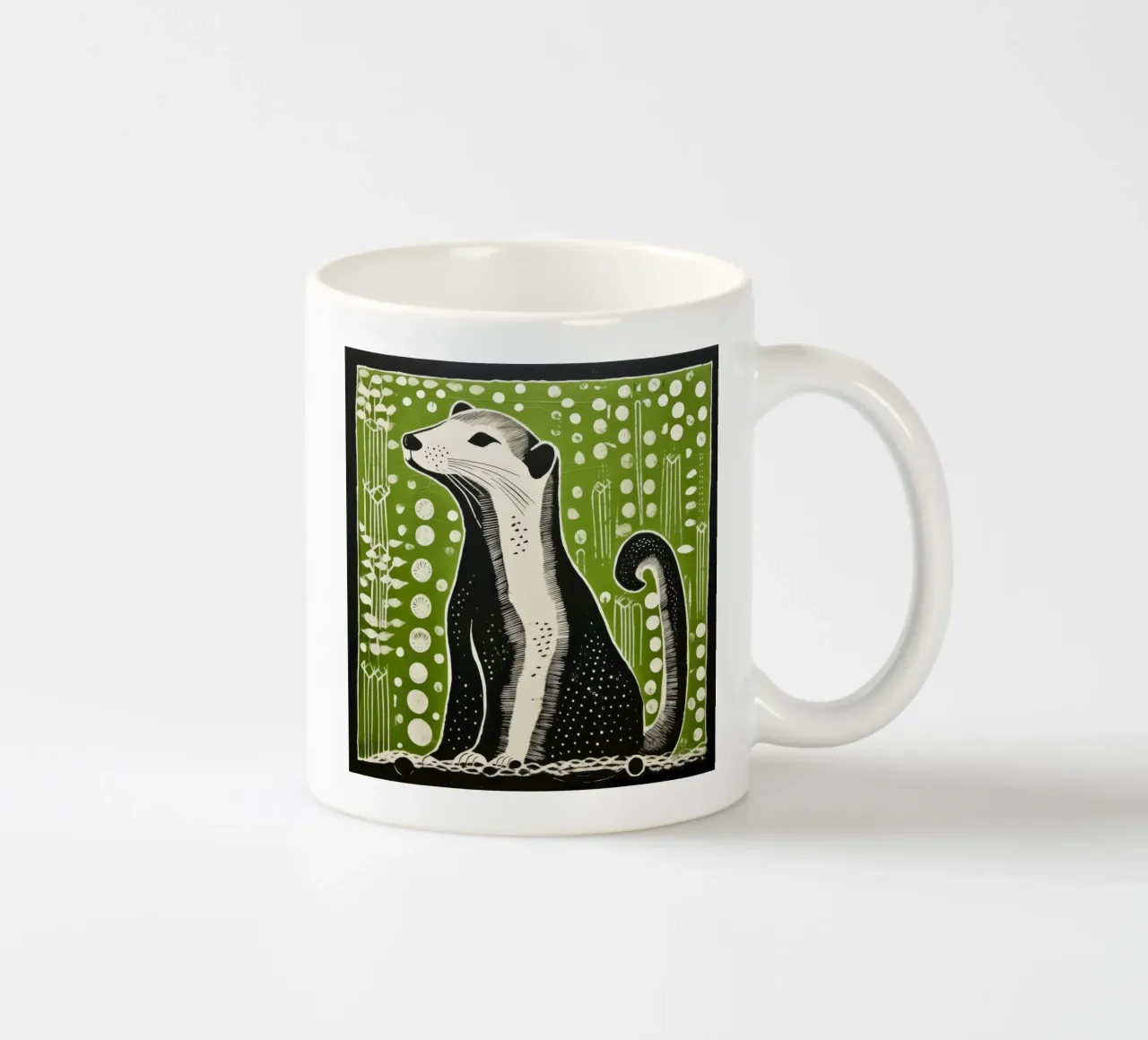 Donnola verde 4 tazza in ceramica da Minimal Animal Art