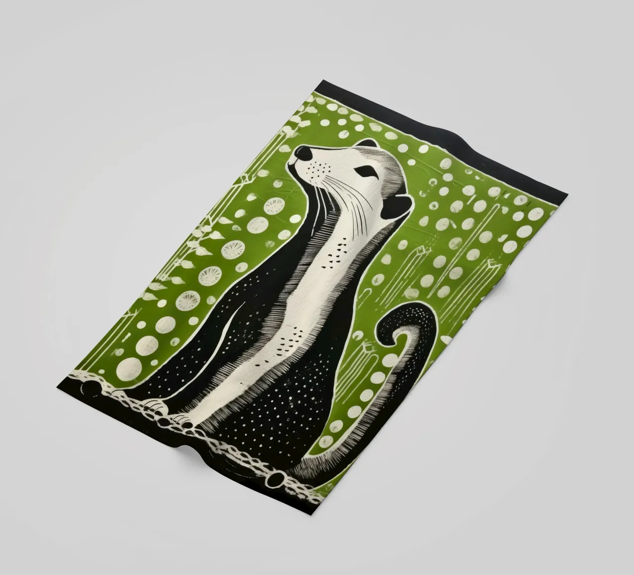 Donnola verde 4 telo mare da Minimal Animal Art