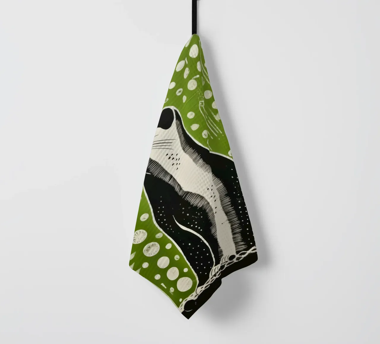 Donnola verde 4 canovaccio da cucina da Minimal Animal Art