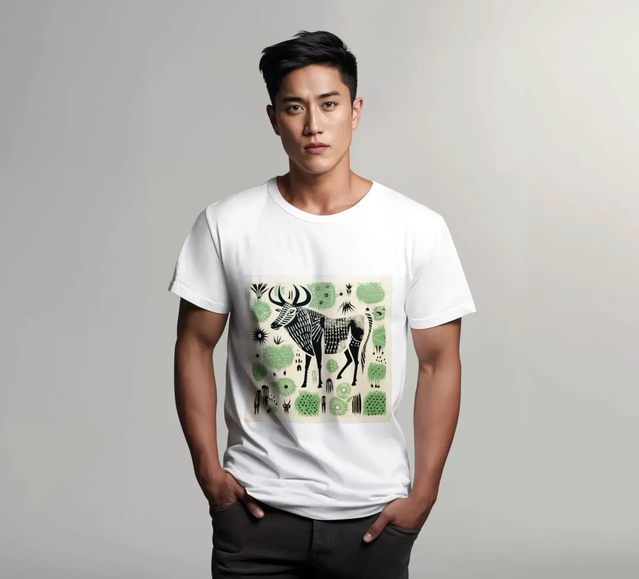 Gnu verde 1 t-shirt da Minimal Animal Art