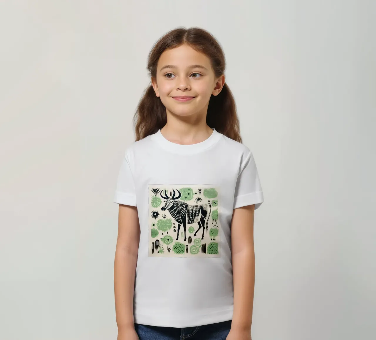 Gnu verde t-shirt bambini da Minimal Animal Art