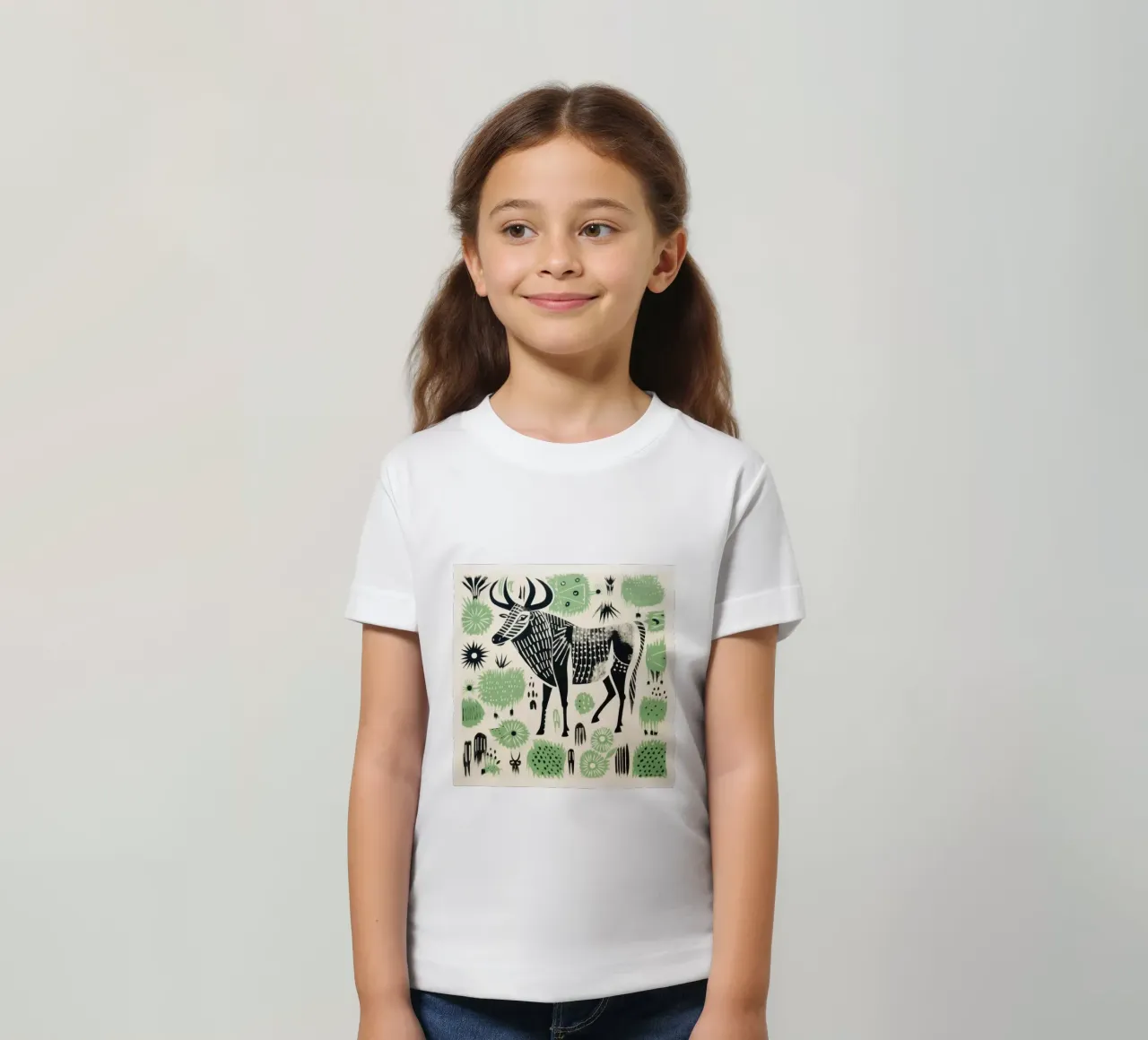Gnu verde t-shirt bambini da Minimal Animal Art