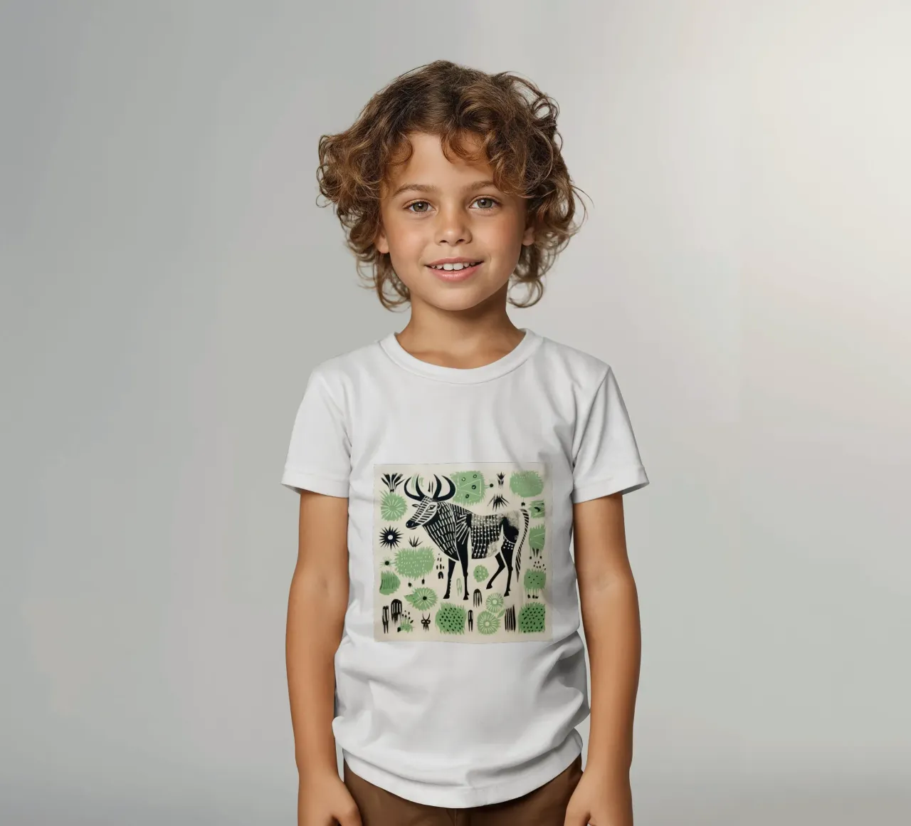 Gnu verde t-shirt bambini da Minimal Animal Art