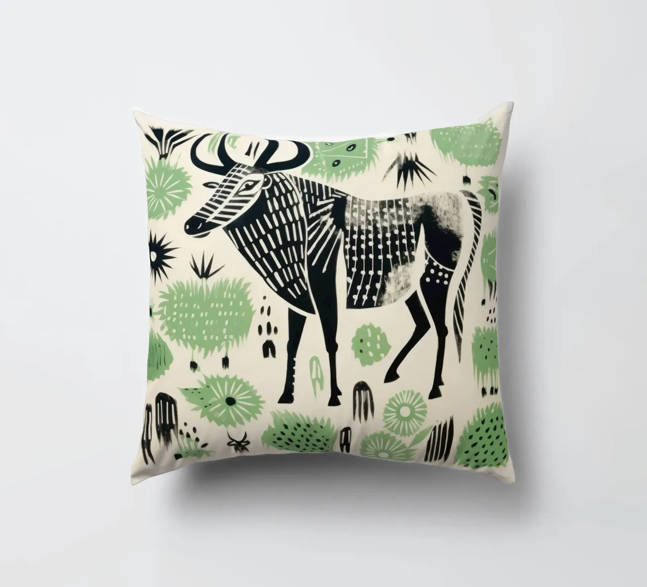 Gnu verde 1 cuscino da Minimal Animal Art