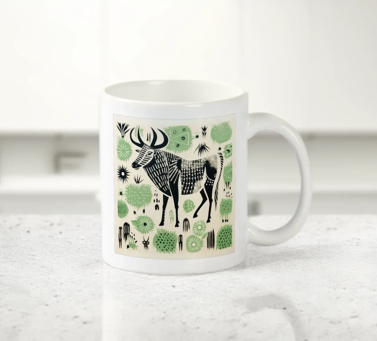 Gnu verde 1 tazza in ceramica da Minimal Animal Art