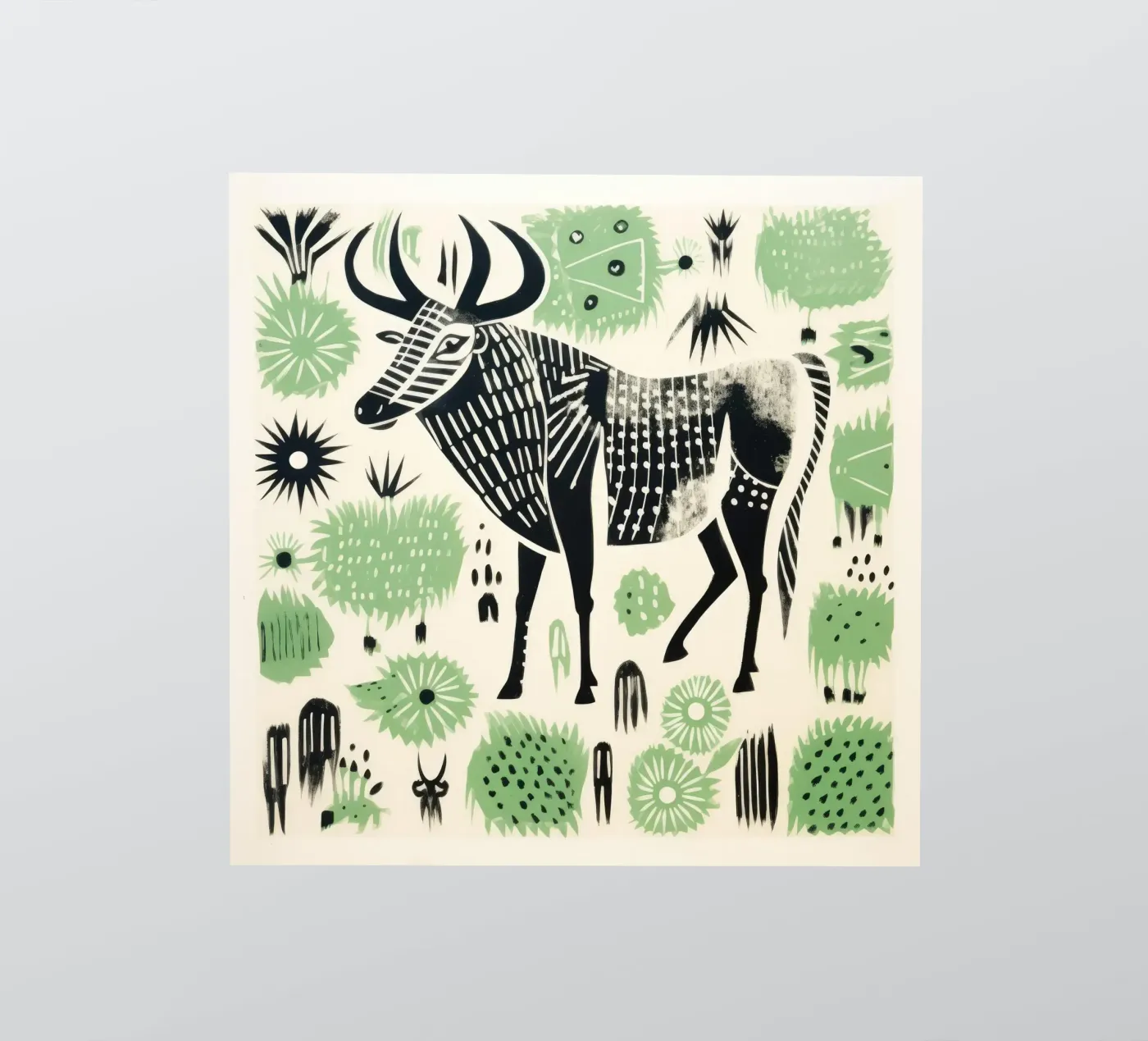 Gnu verde adesivo da Minimal Animal Art