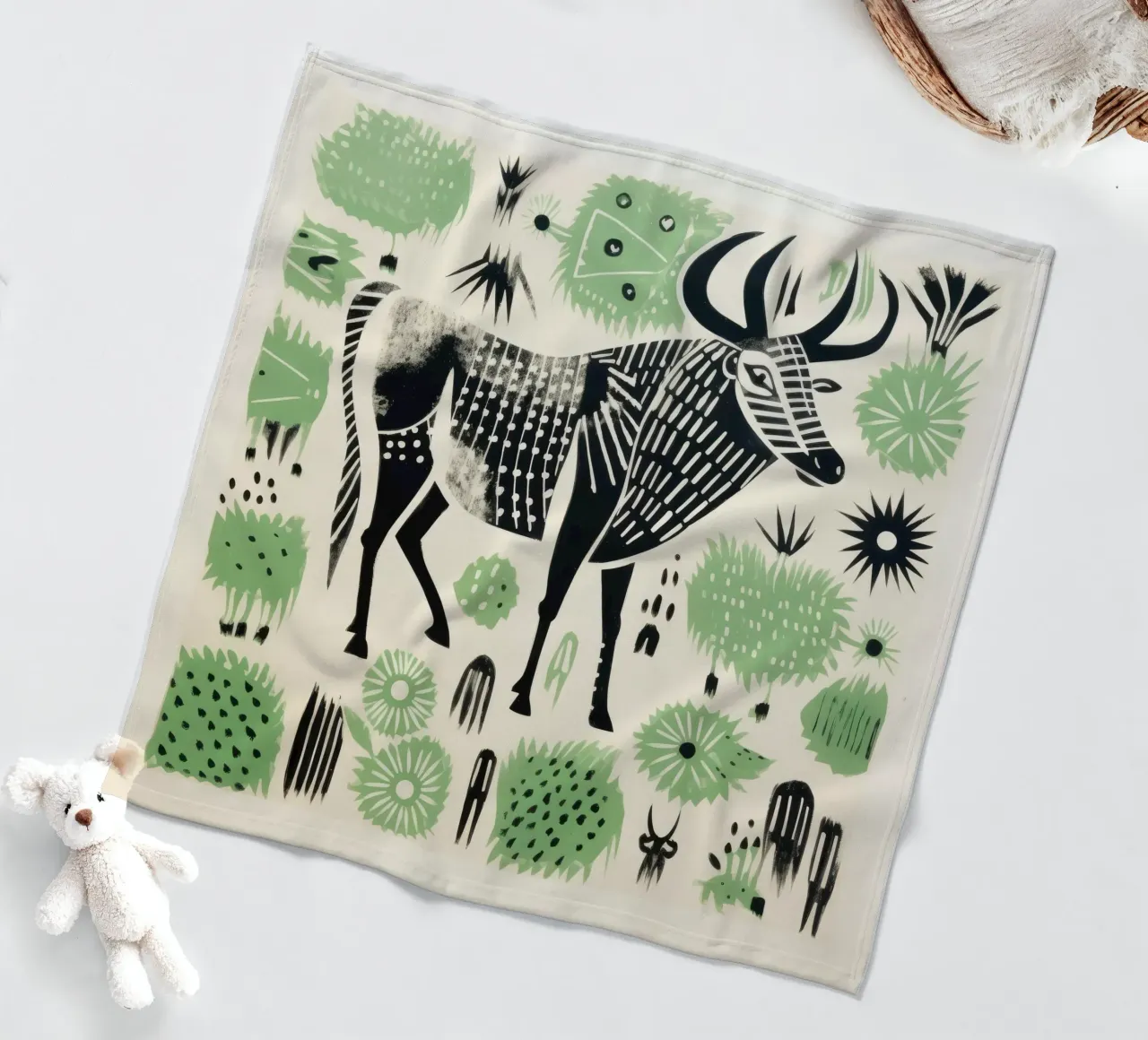 Gnu verde 1 coperta in pile da Minimal Animal Art