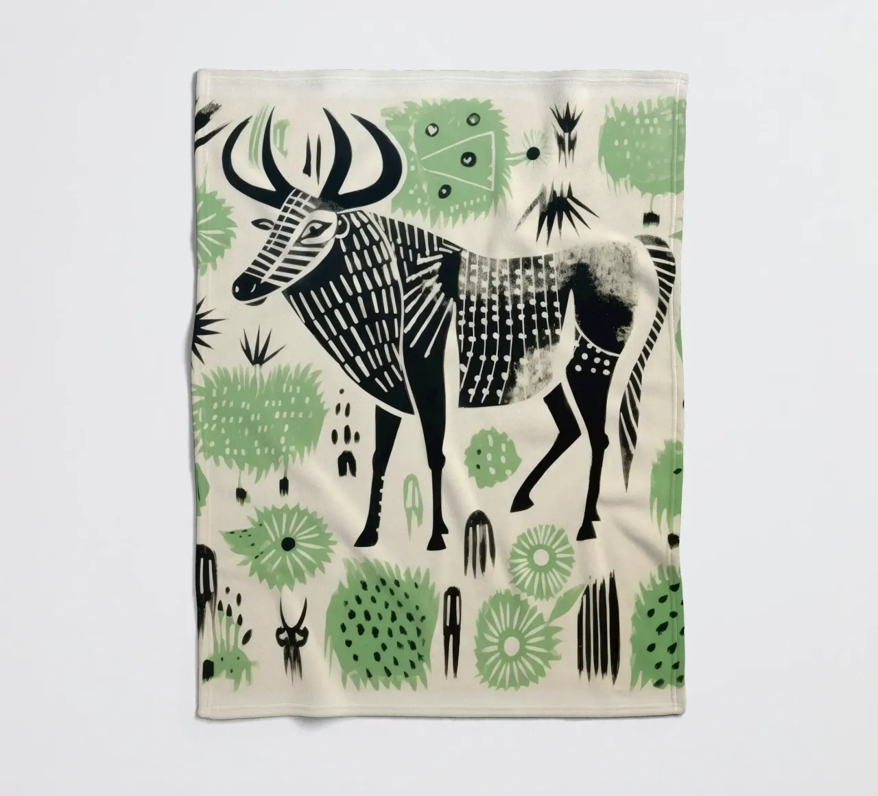 Gnu verde 1 coperta in pile da Minimal Animal Art