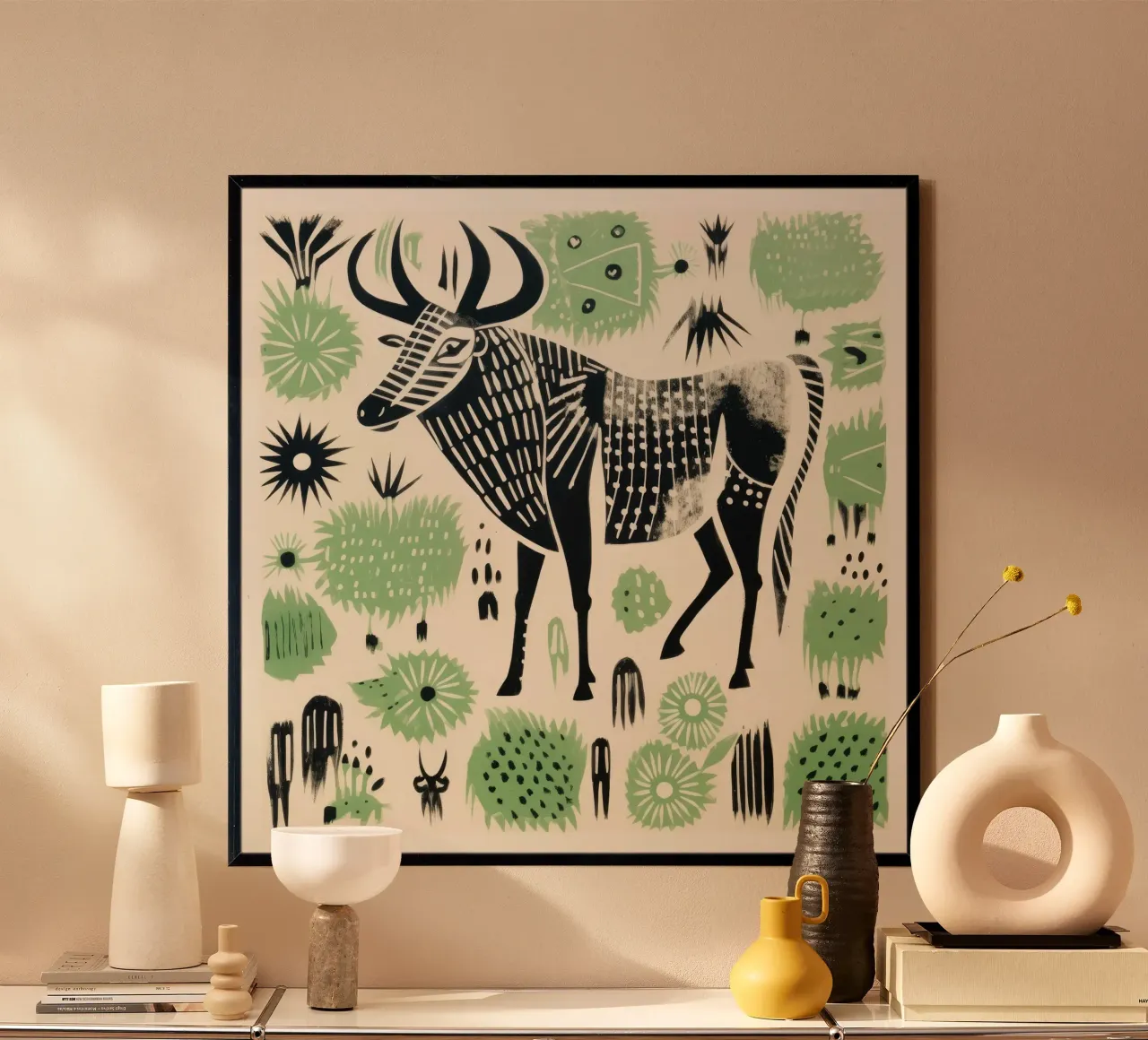 Gnu verde 1 carta hahnemühle da Minimal Animal Art
