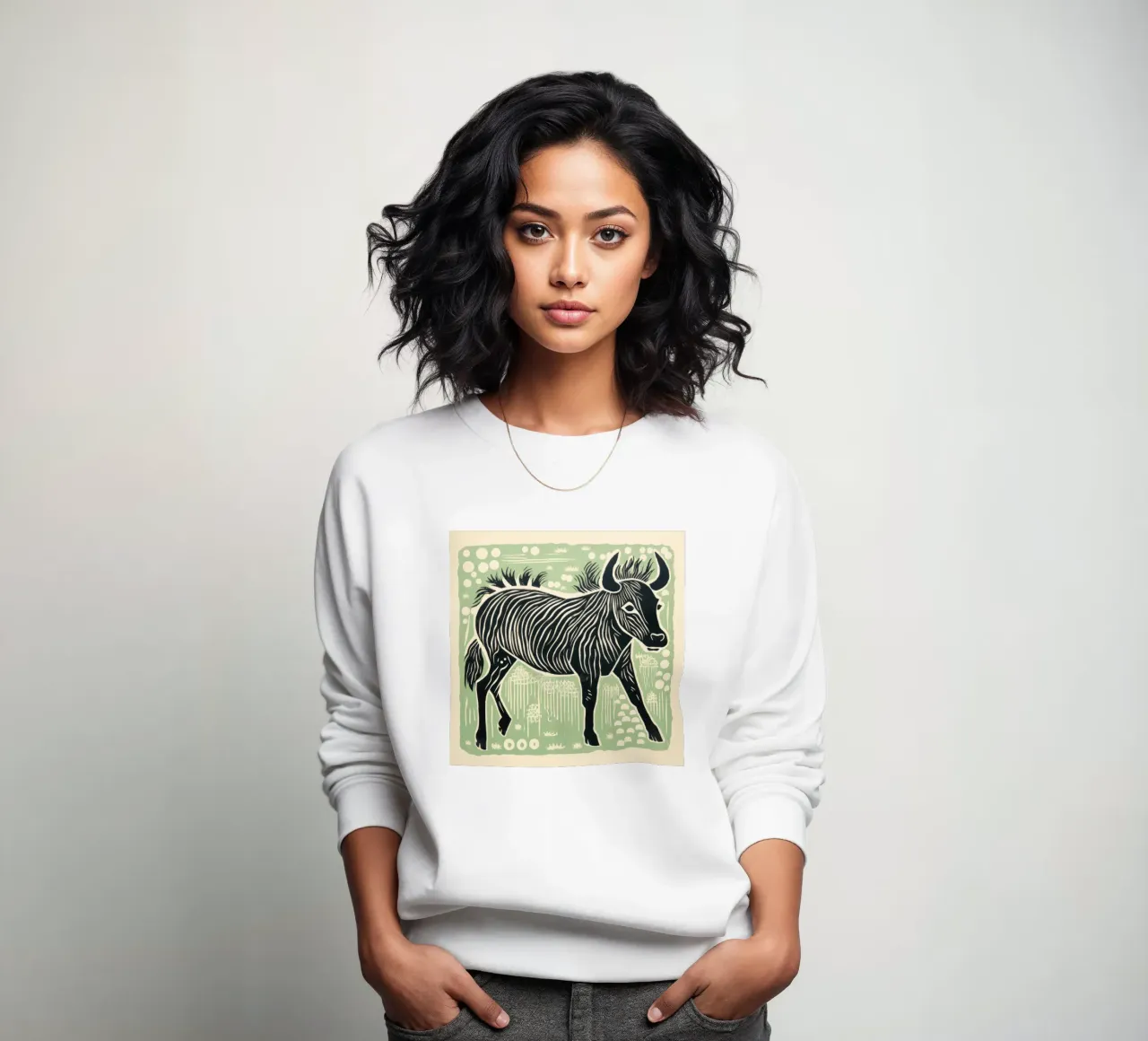 Gnu verde 2 felpa da Minimal Animal Art