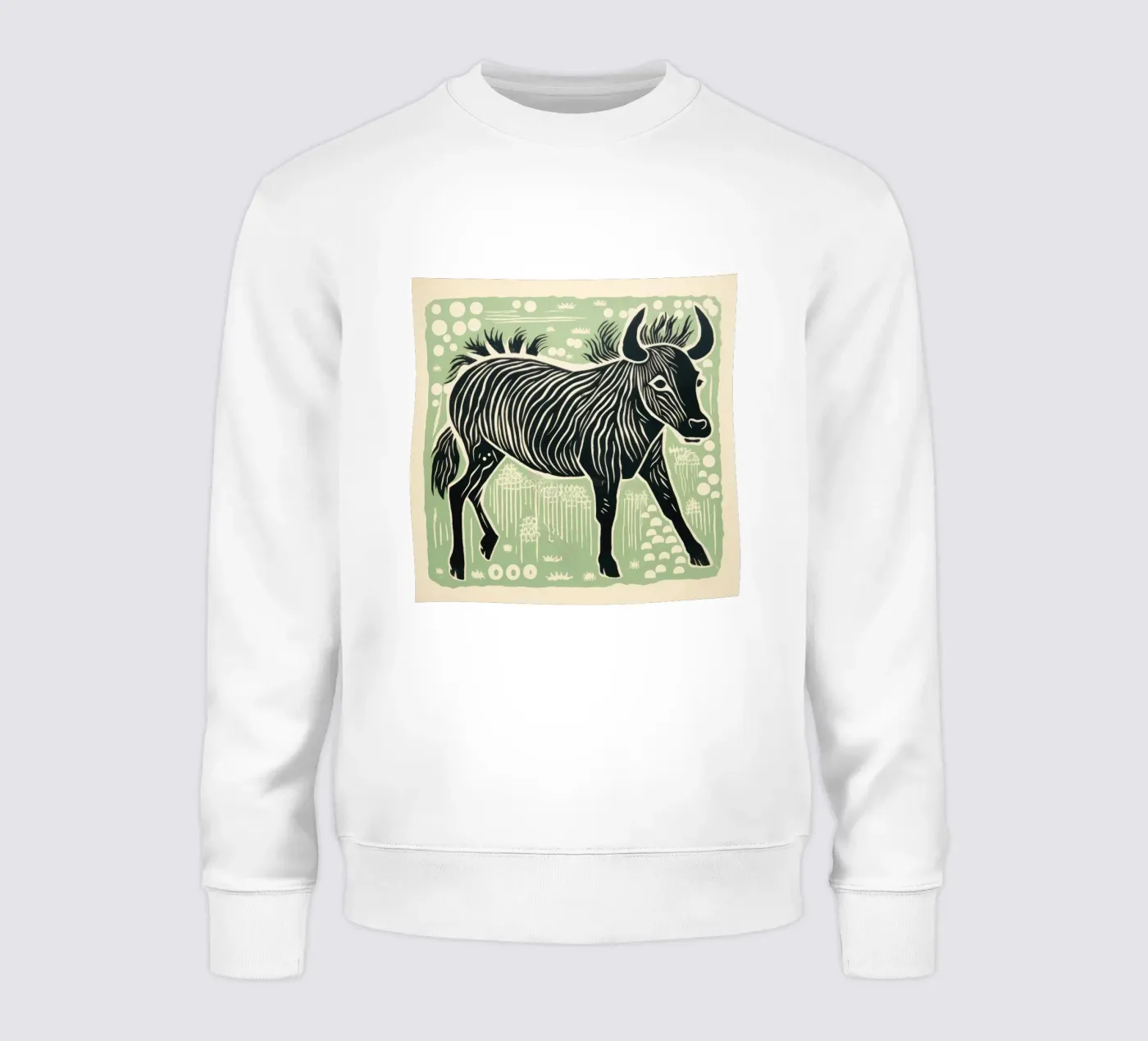 Green Wildebeest sweatshirt van Minimal Animal Art