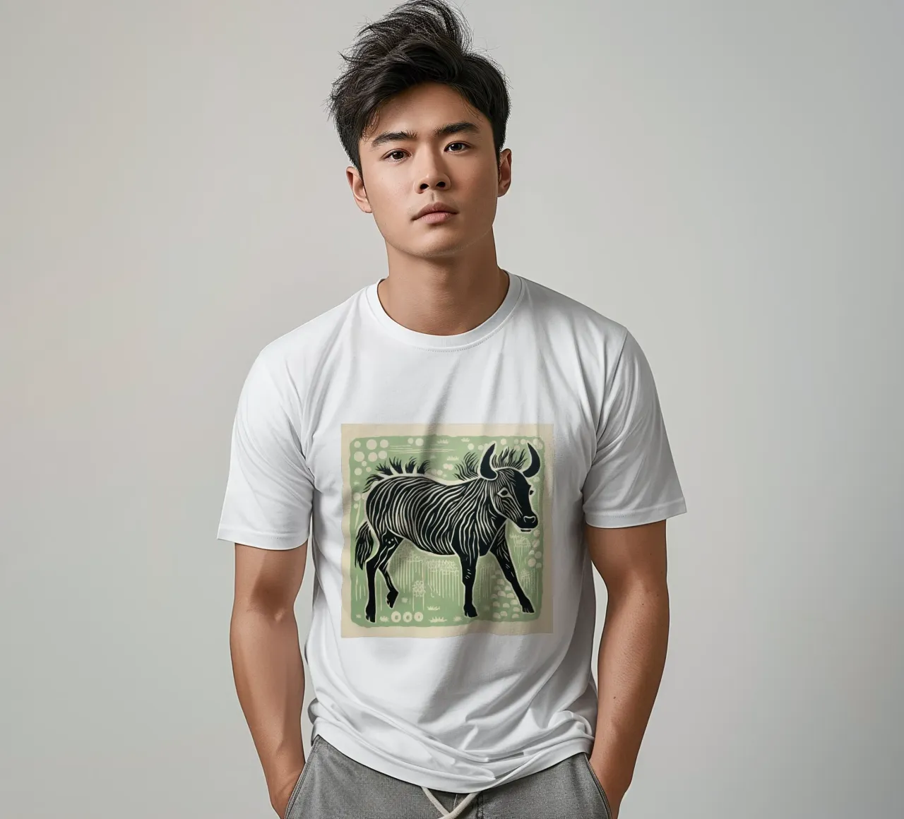 Gnu verde 2 t-shirt da Minimal Animal Art