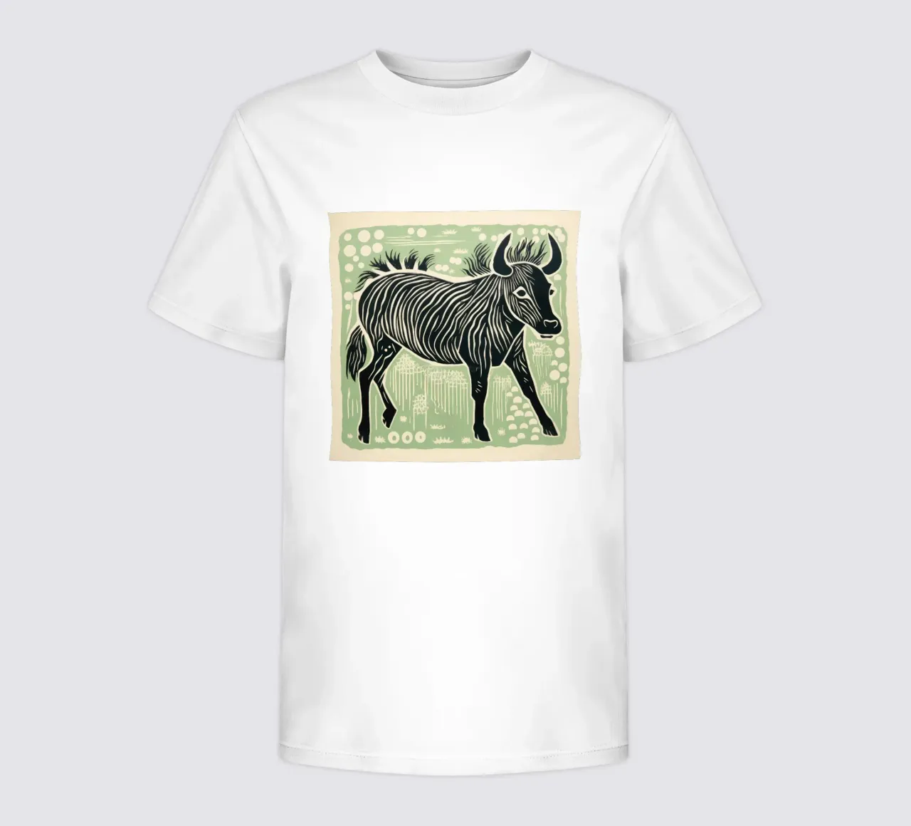 Green Wildebeest 2 kids t-shirt by Minimal Animal Art
