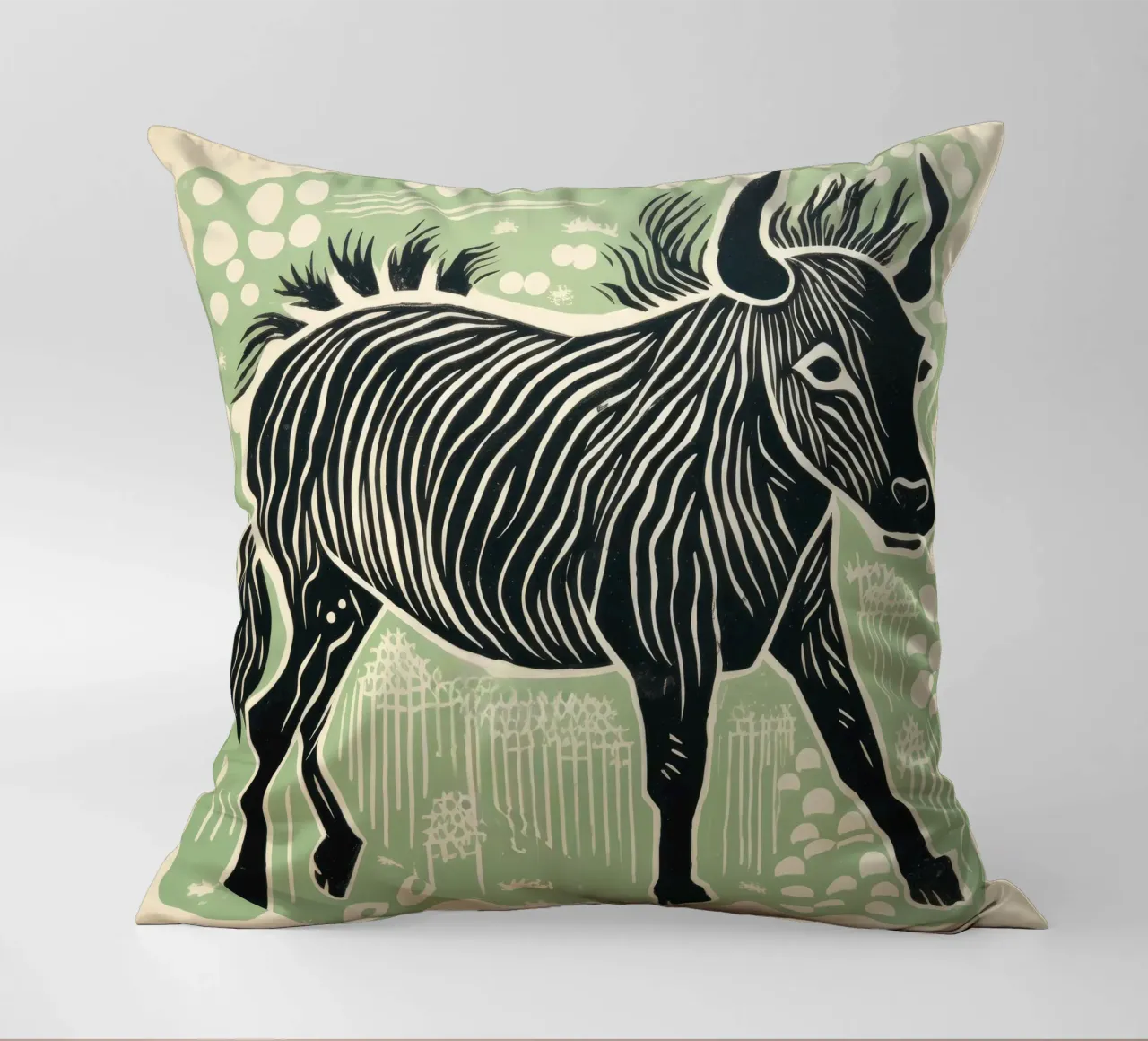 Gnu verde 2 cuscino da Minimal Animal Art