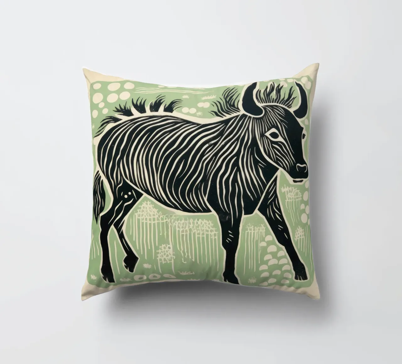 Gnu verde 2 cuscino da Minimal Animal Art
