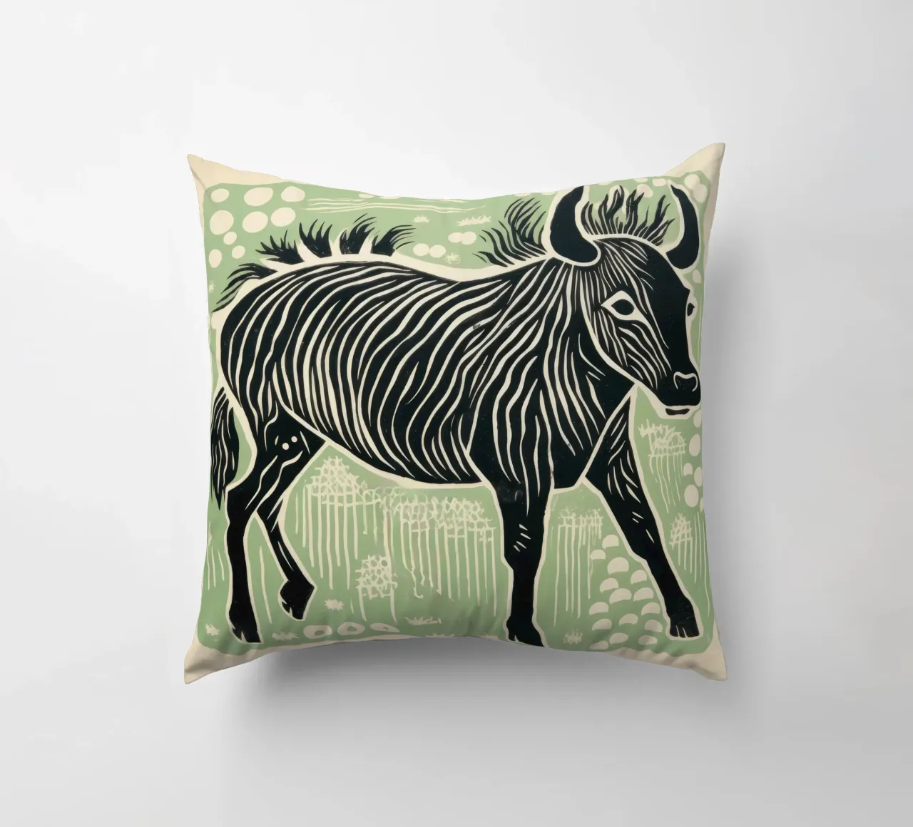 Gnu verde 2 cuscino da Minimal Animal Art