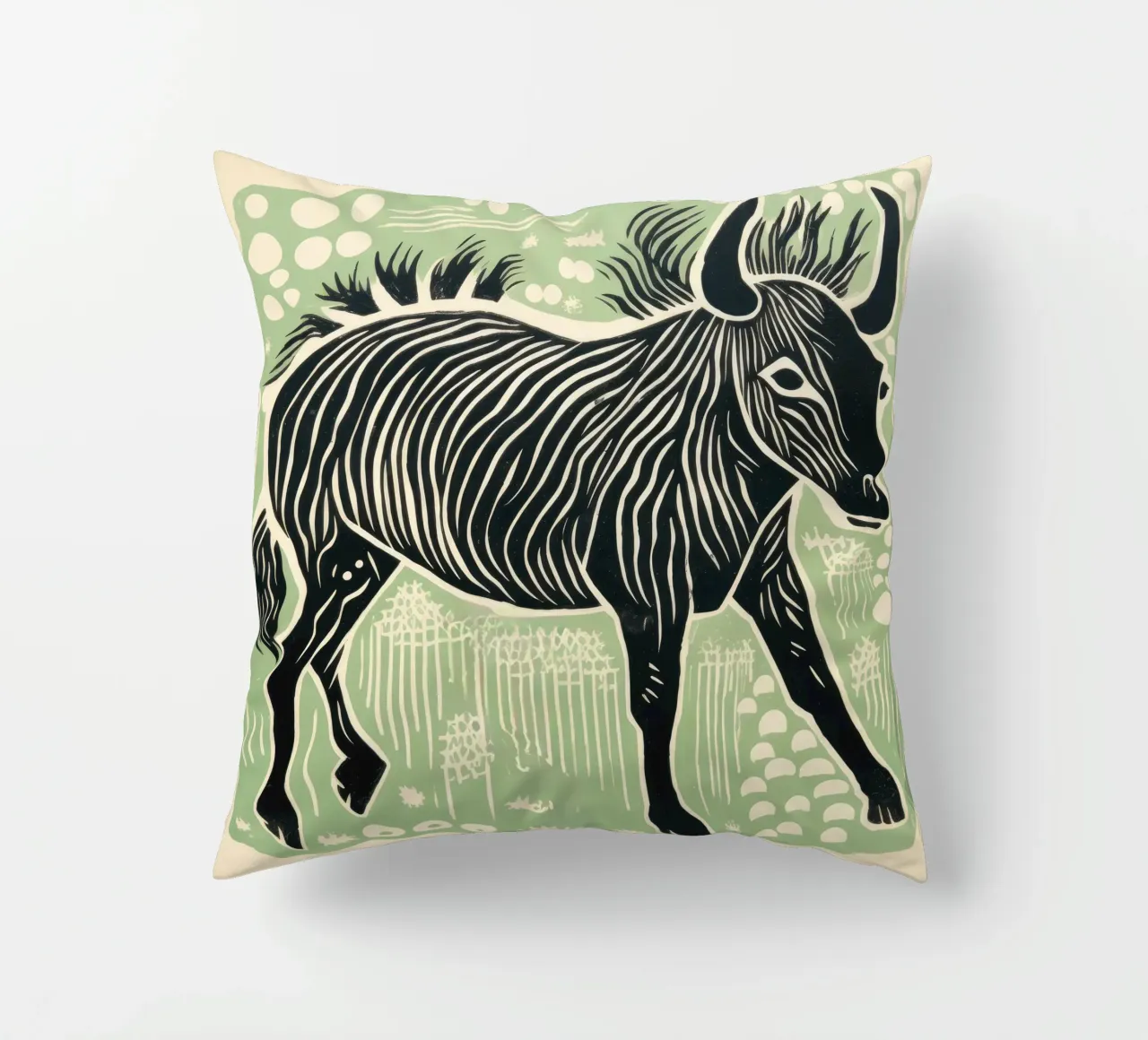 Gnu verde 2 cuscino da Minimal Animal Art