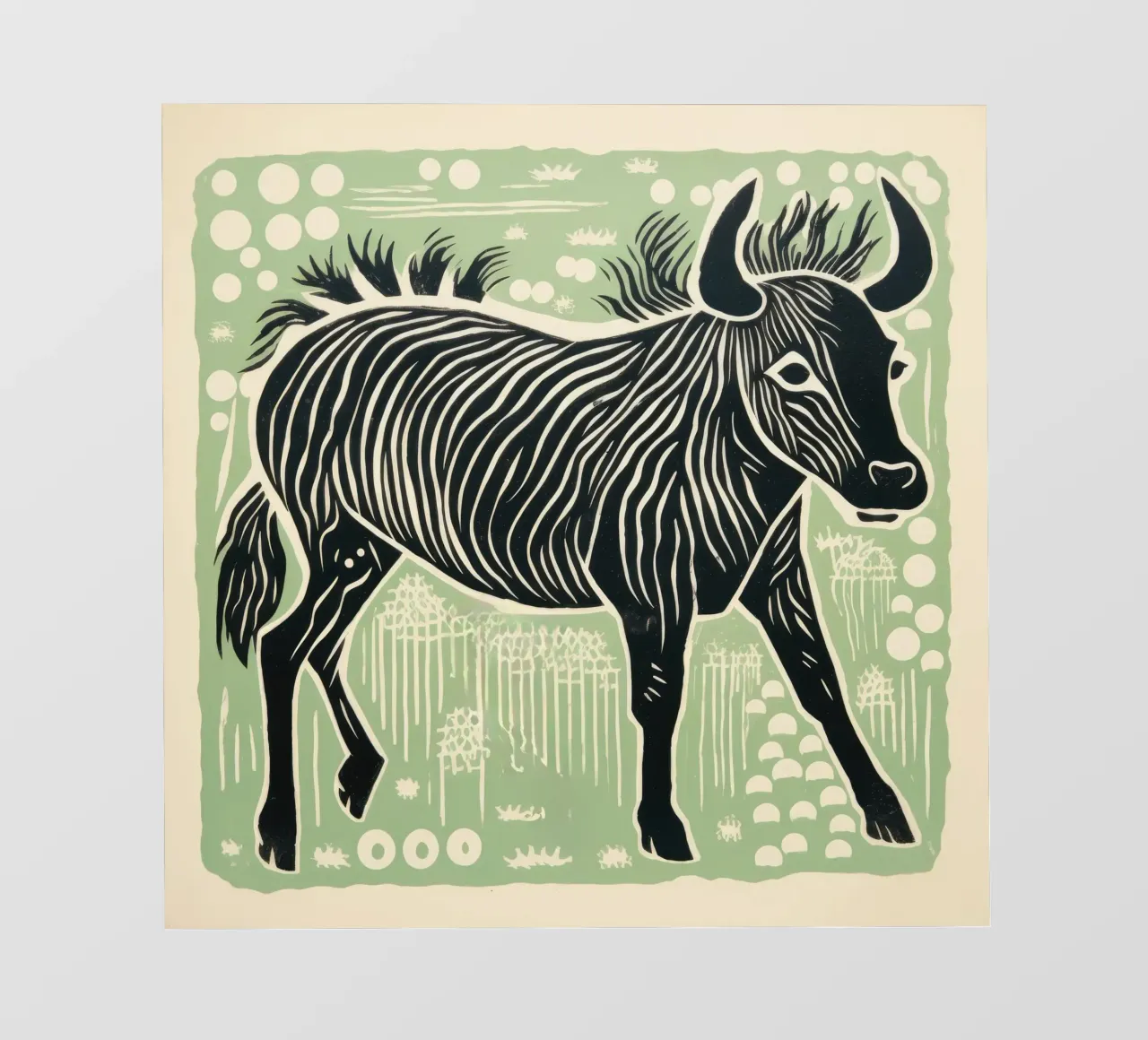 Gnu verde 2 telo in pvc da Minimal Animal Art
