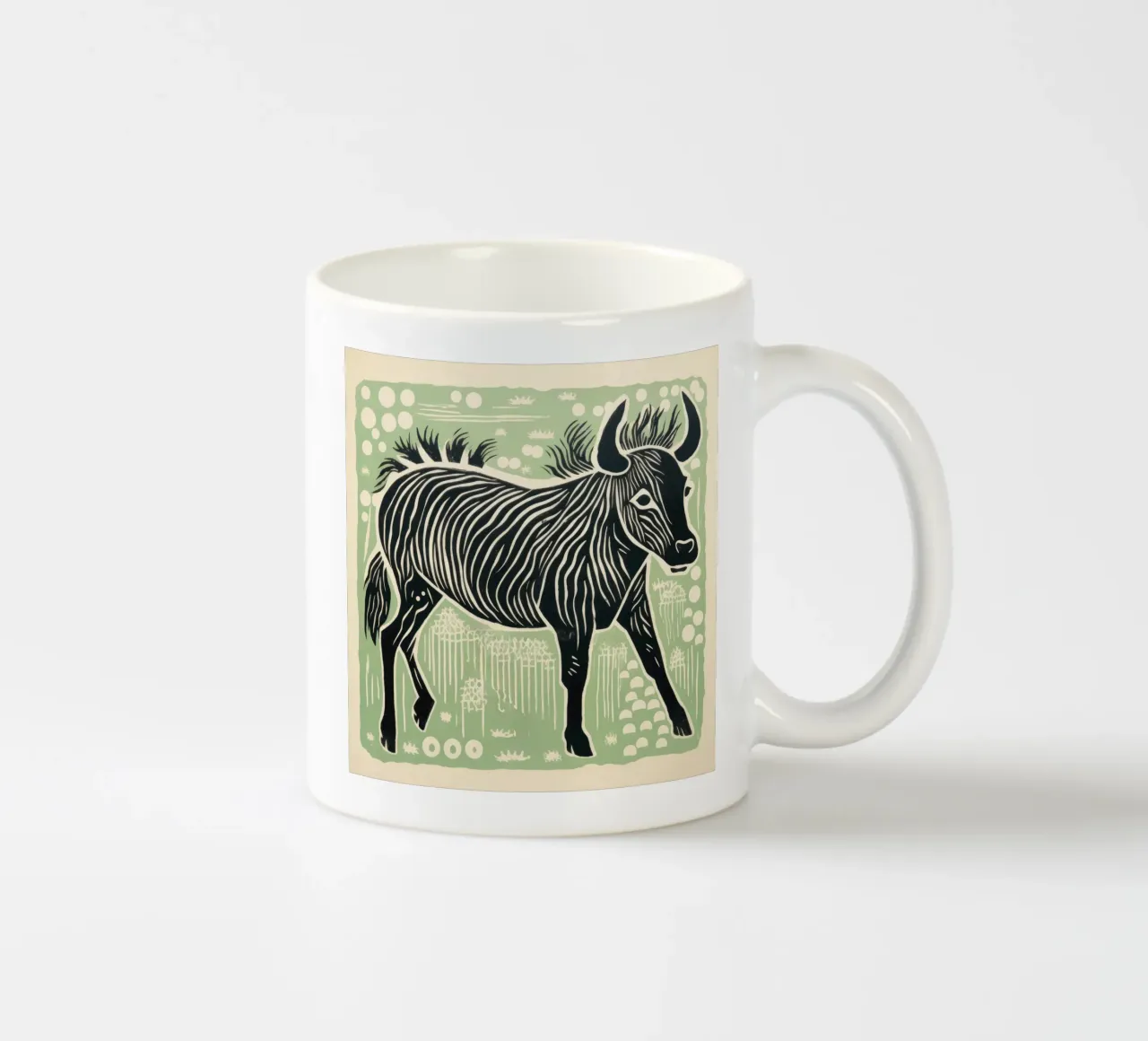 Gnu verde 2 tazza in ceramica da Minimal Animal Art