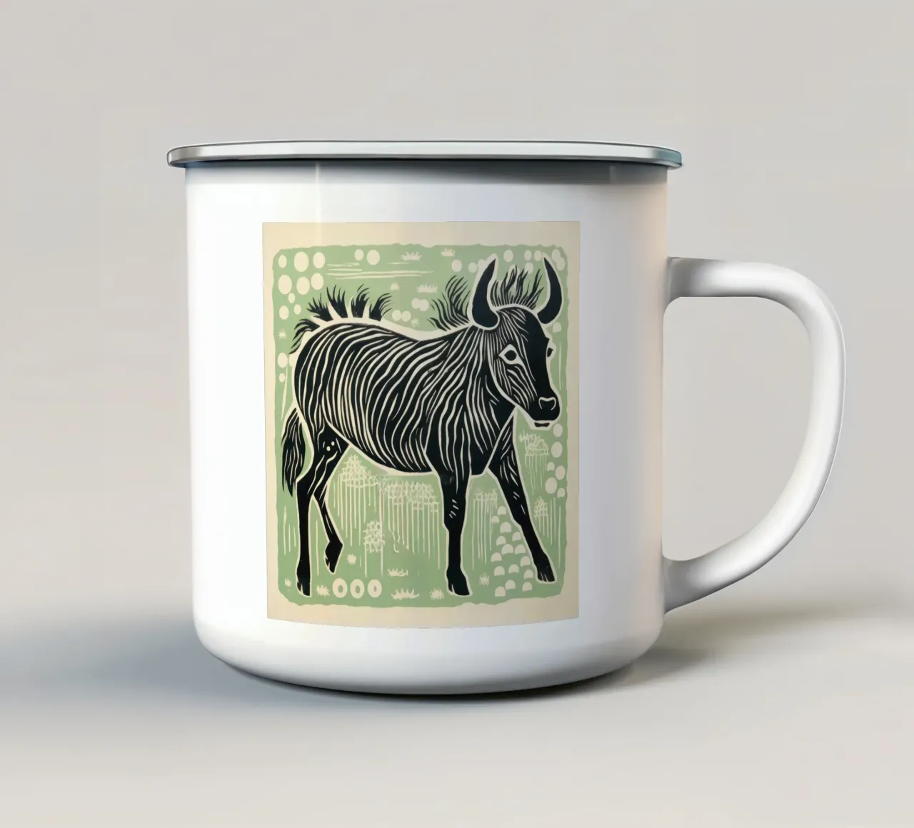 Gnu verde 2 tazza in smalto da Minimal Animal Art