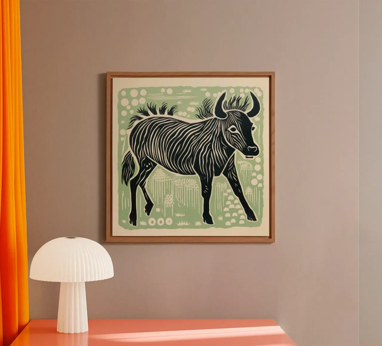 Gnu verde alluminio dibond da Minimal Animal Art