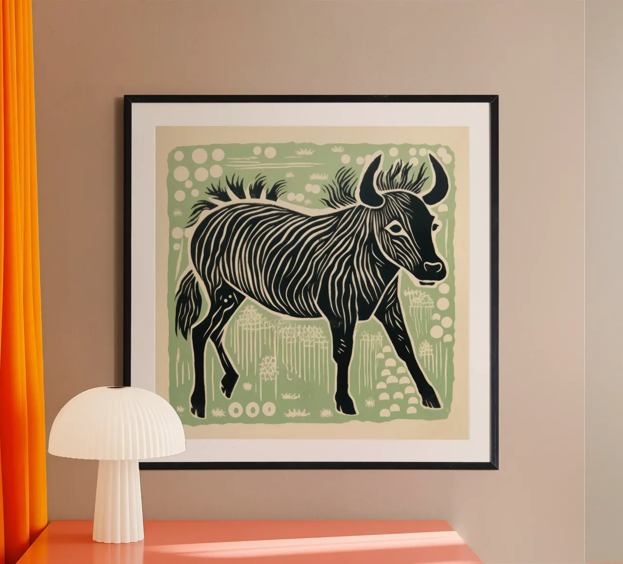 Grünes Gnu 2 Poster von Minimal Animal Art