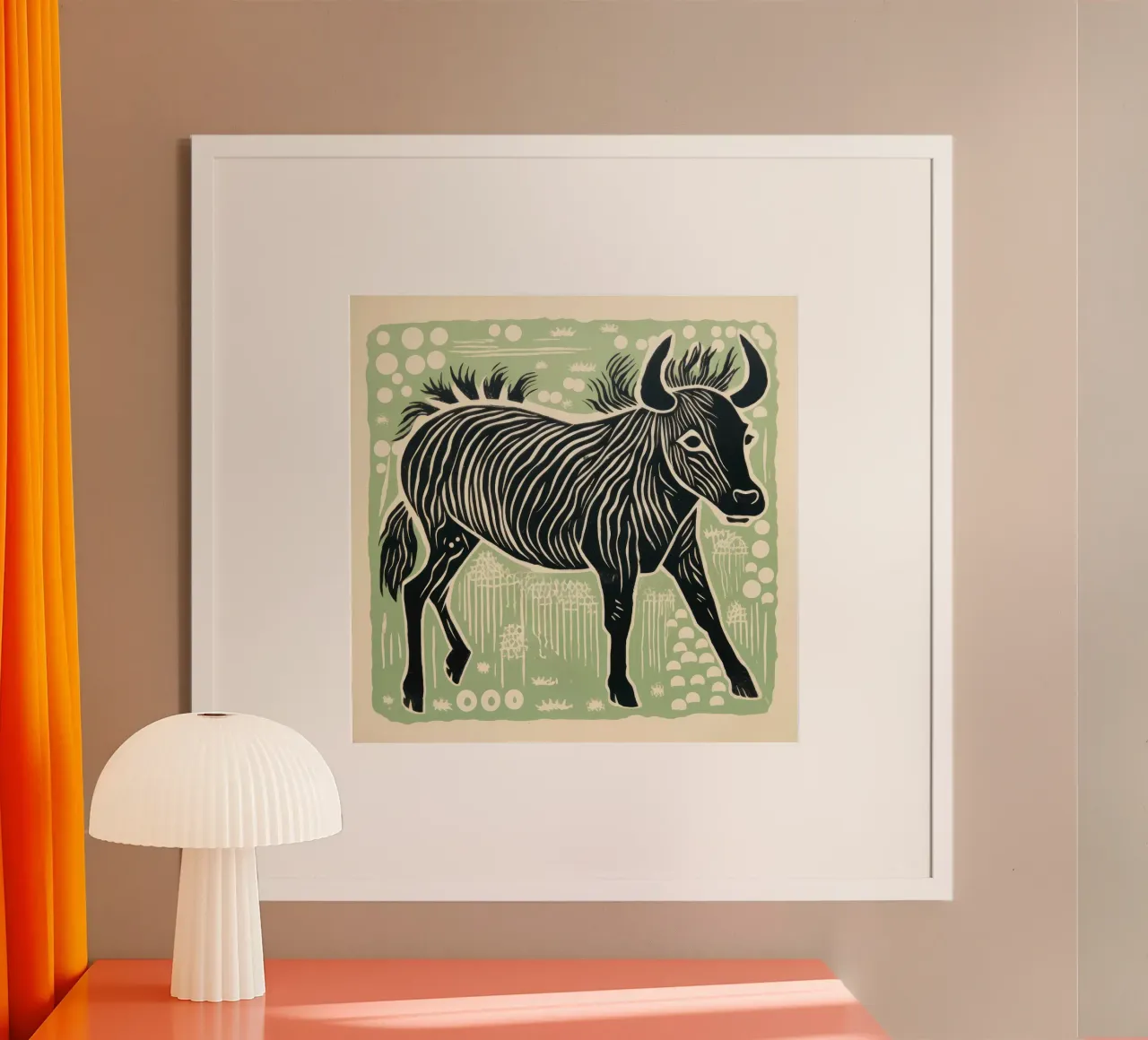 Grünes Gnu 2 Poster von Minimal Animal Art