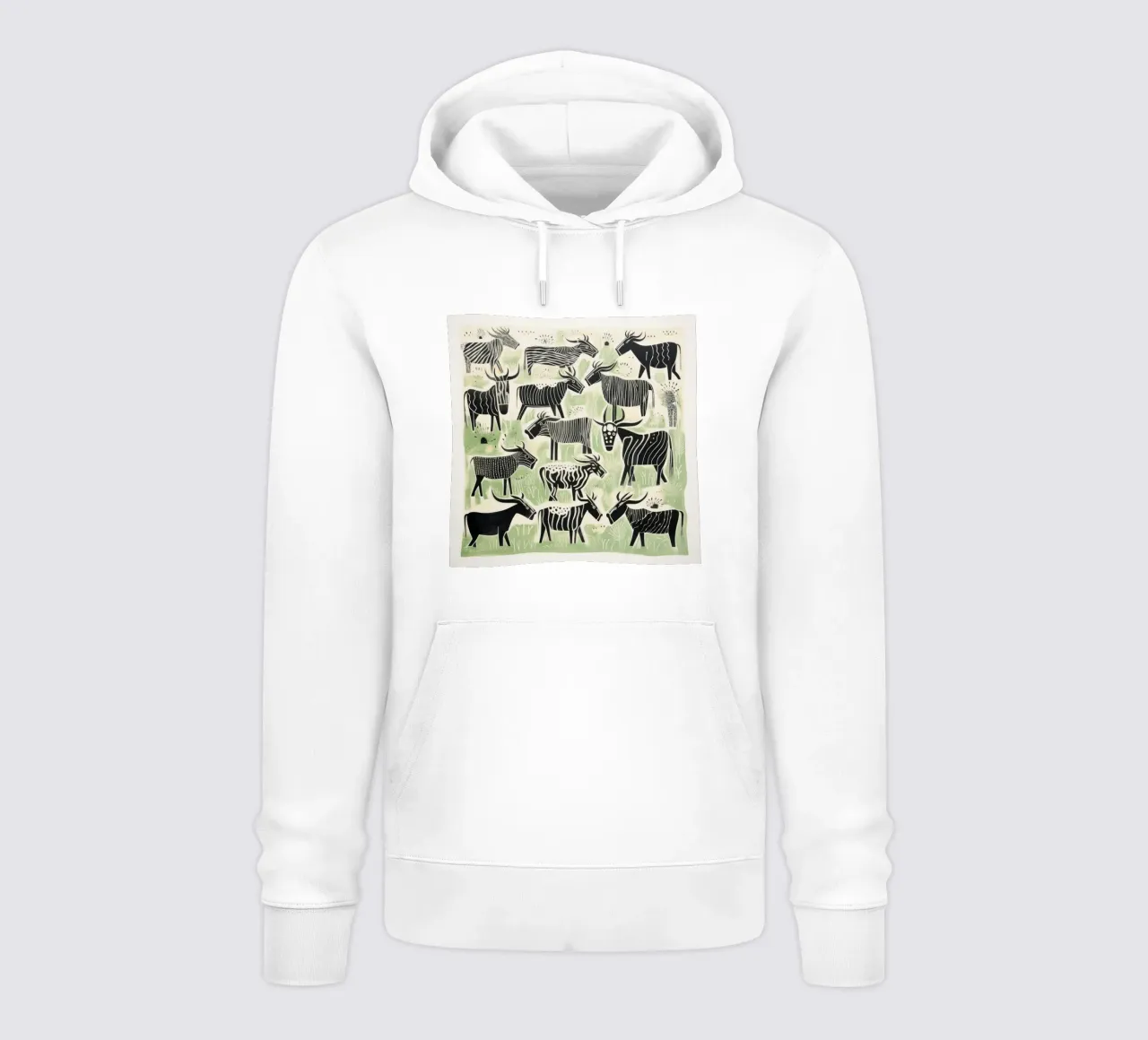 Gnu verde 3 felpa con cappuccio da Minimal Animal Art