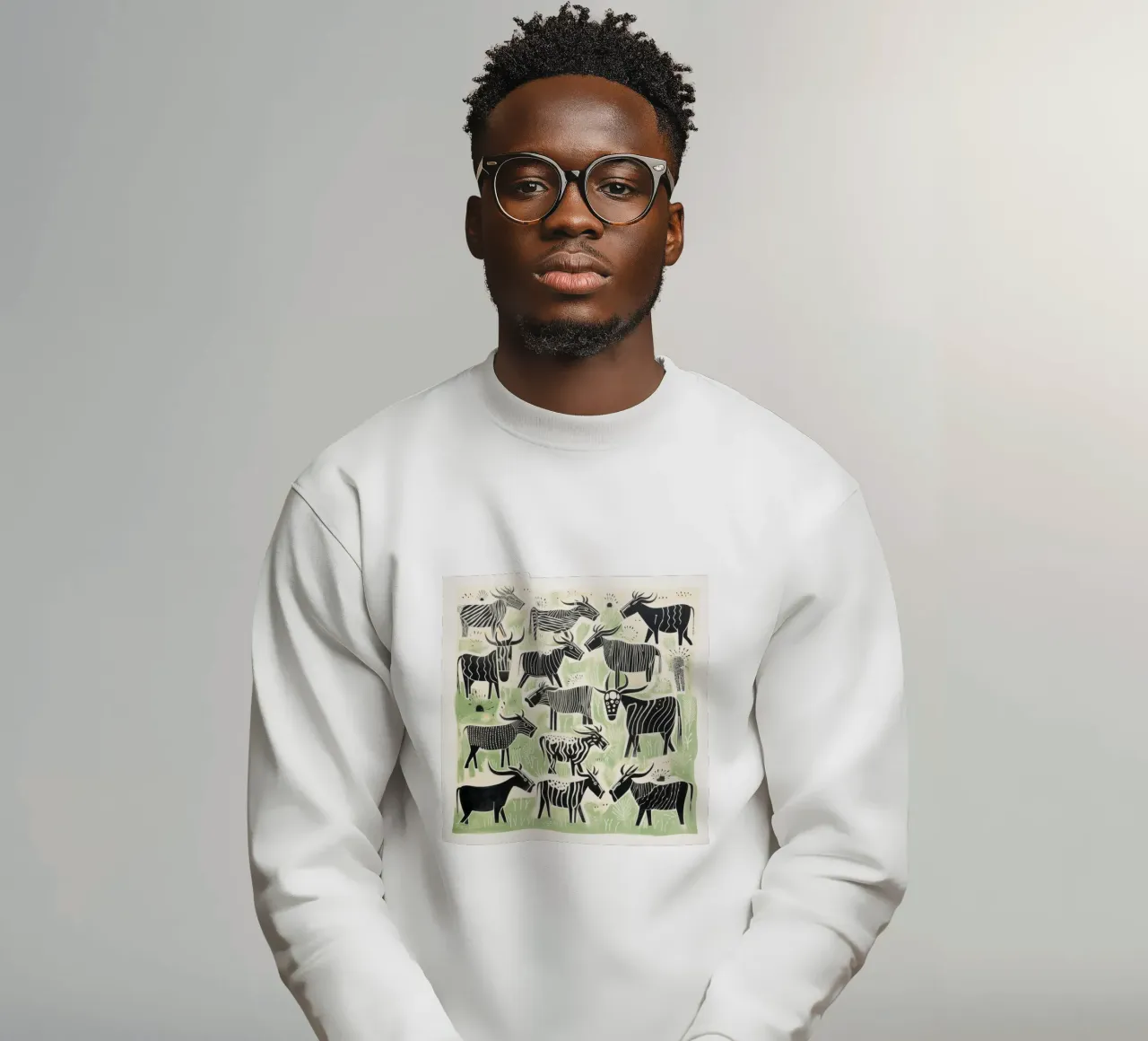 Gnu verde 3 felpa da Minimal Animal Art