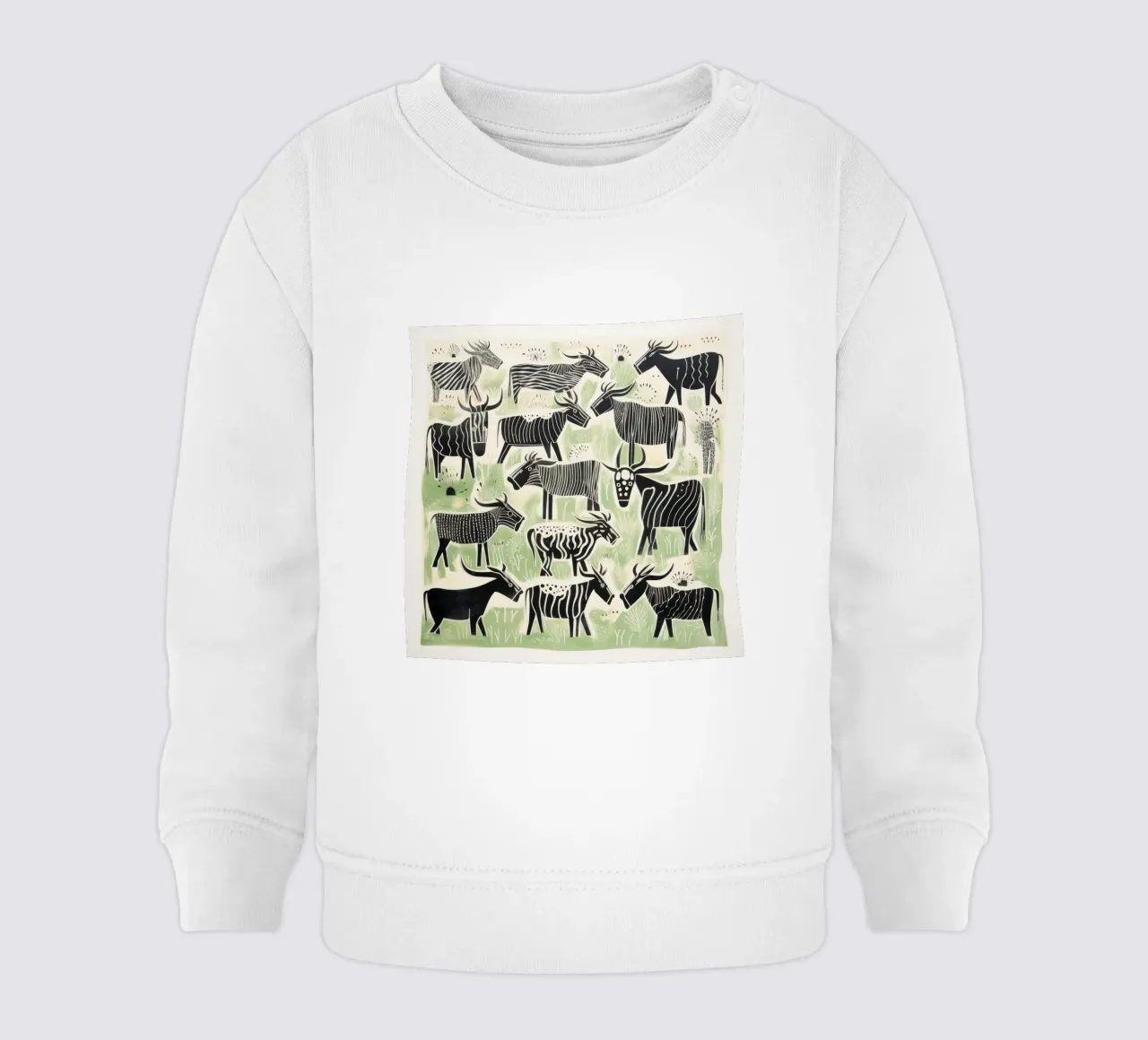 Gnu verde 3 felpa neonato da Minimal Animal Art