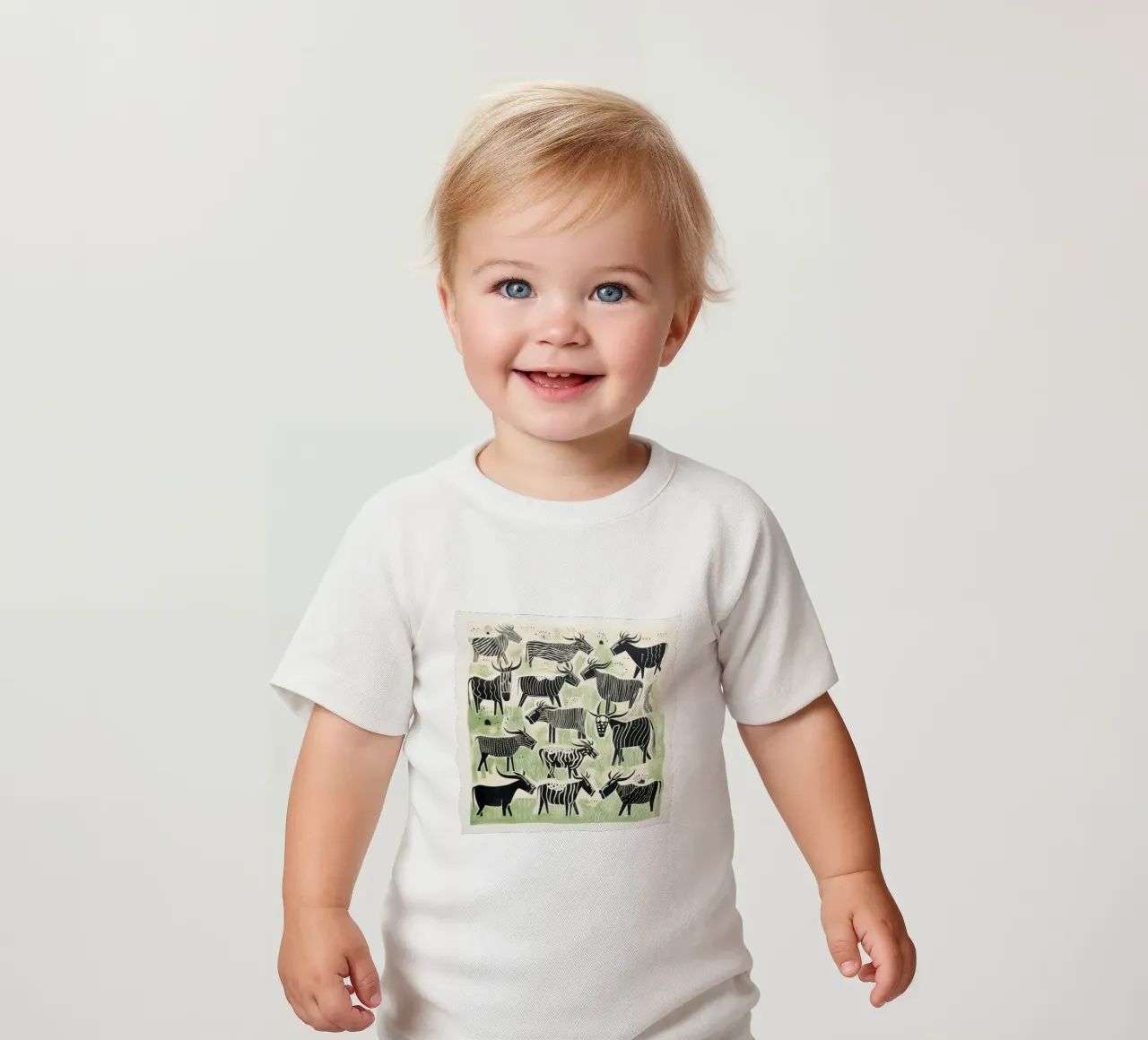 Gnu verdi maglietta neonato da Minimal Animal Art