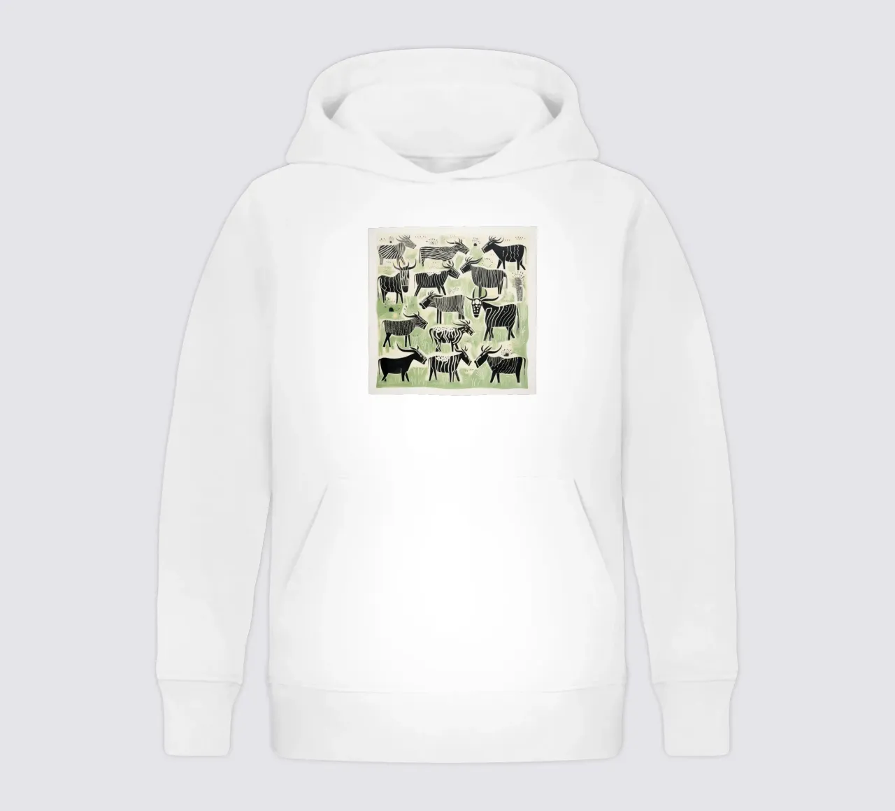 Gnu verde 3 felpa bambino con cappuccio da Minimal Animal Art